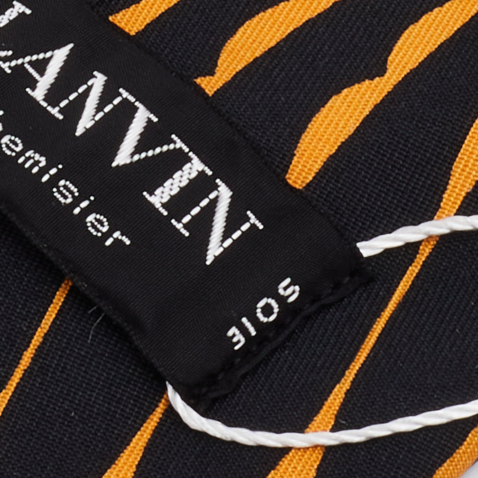 Lanvin Vintage Black & Orange Printed Silk Traditional Tie 