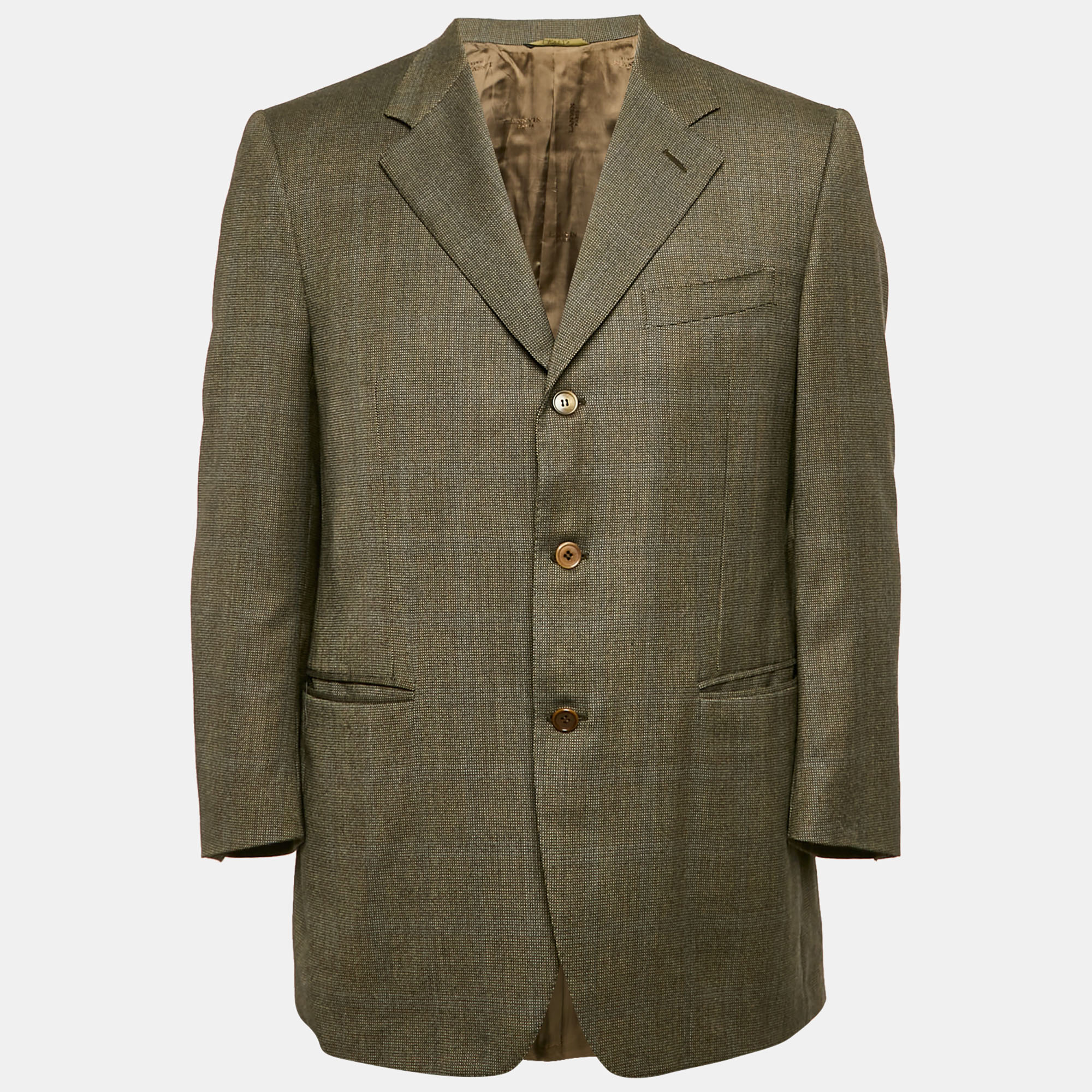 

Lanvin Khaki Patterned Wool Regular Fit Blazer L, Brown
