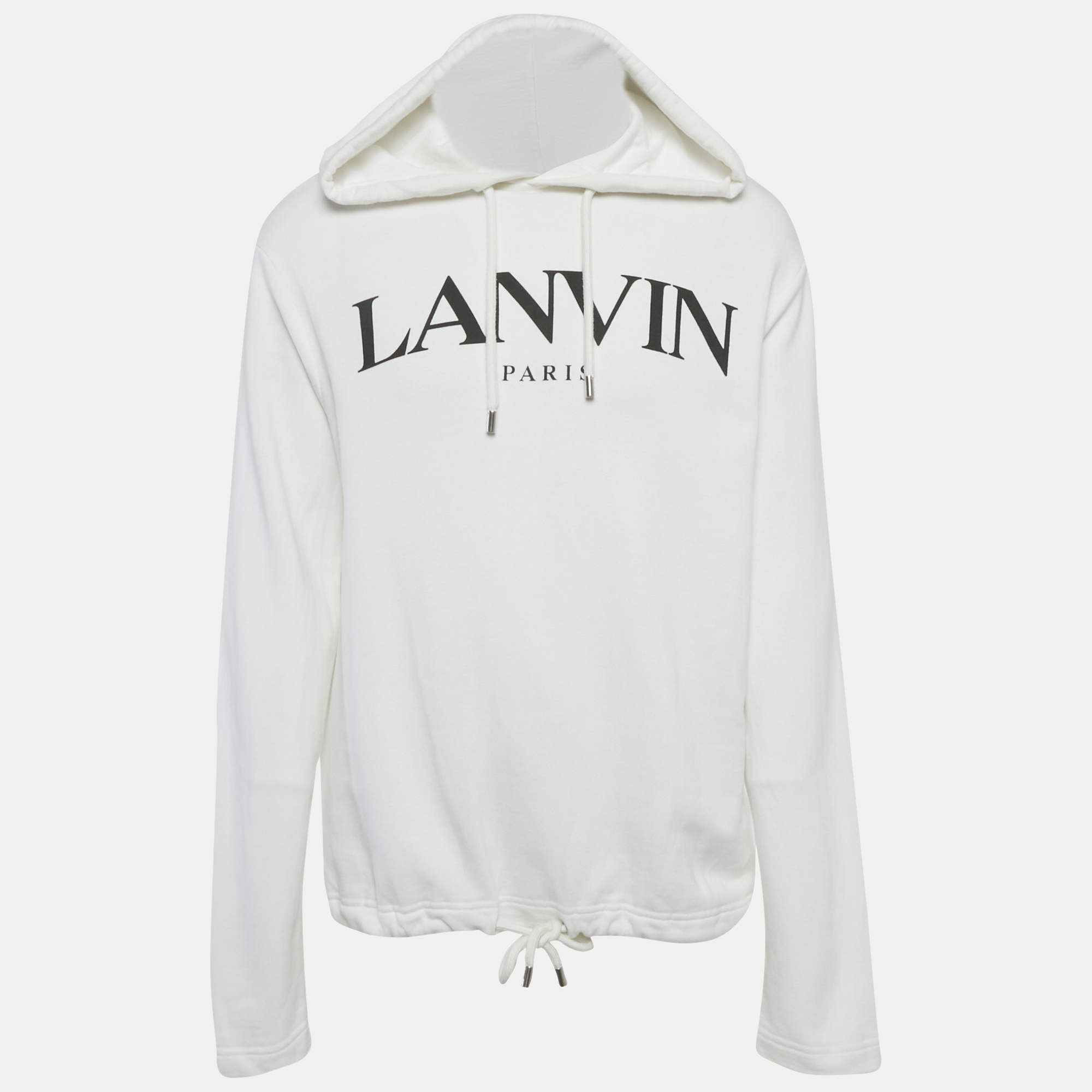 

Lanvin White Logo Print Cotton Knit Hoodie XL