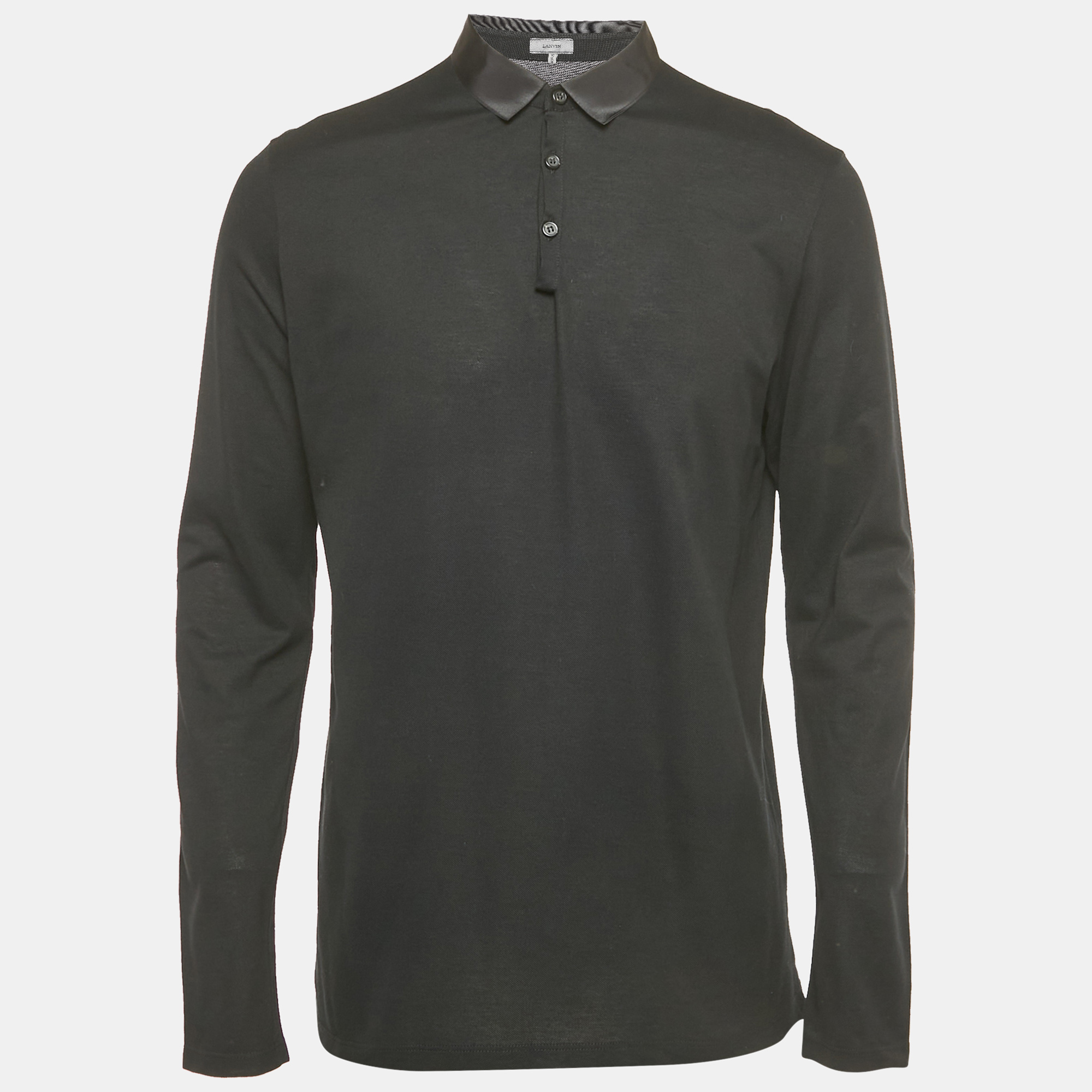 

Lanvin Black Pique Long Sleeve Polo T-Shirt L