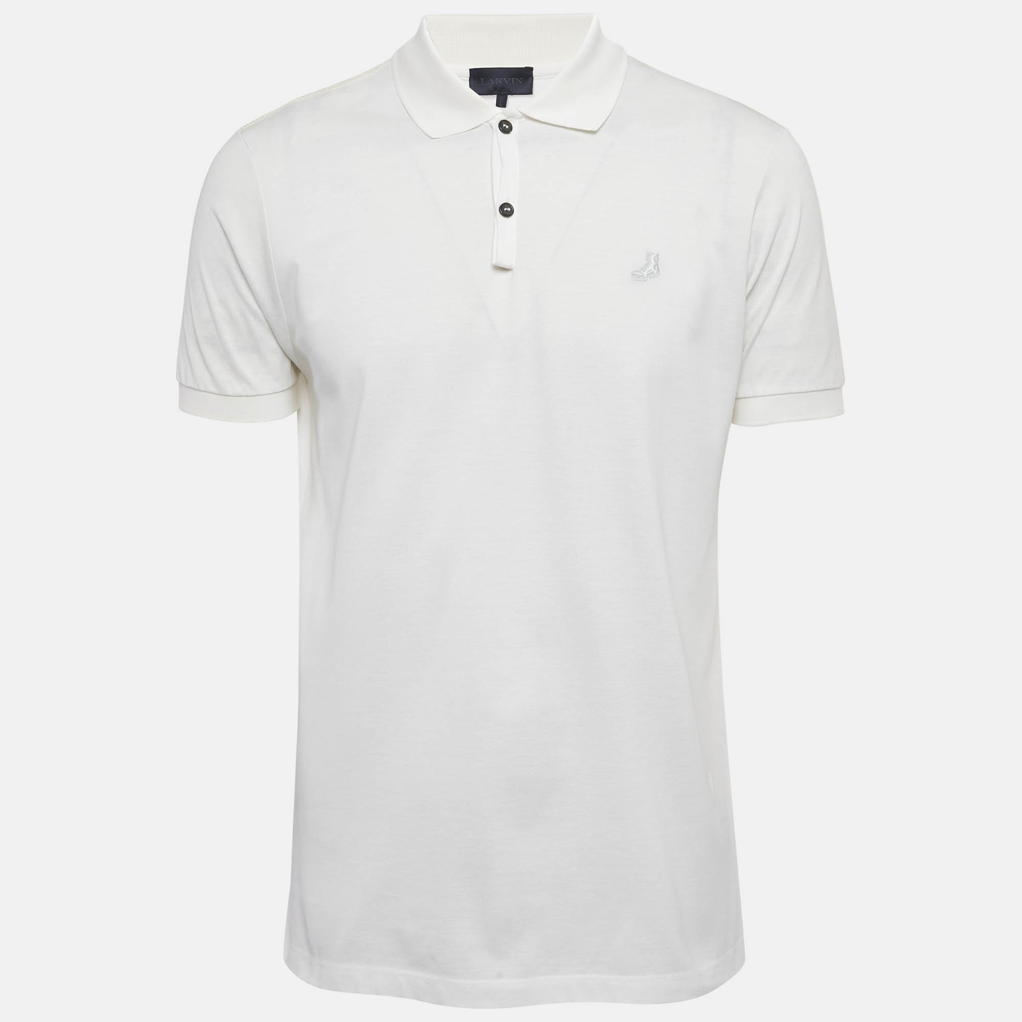 

Lanvin White Cotton Embroidered Polo T-Shirt L