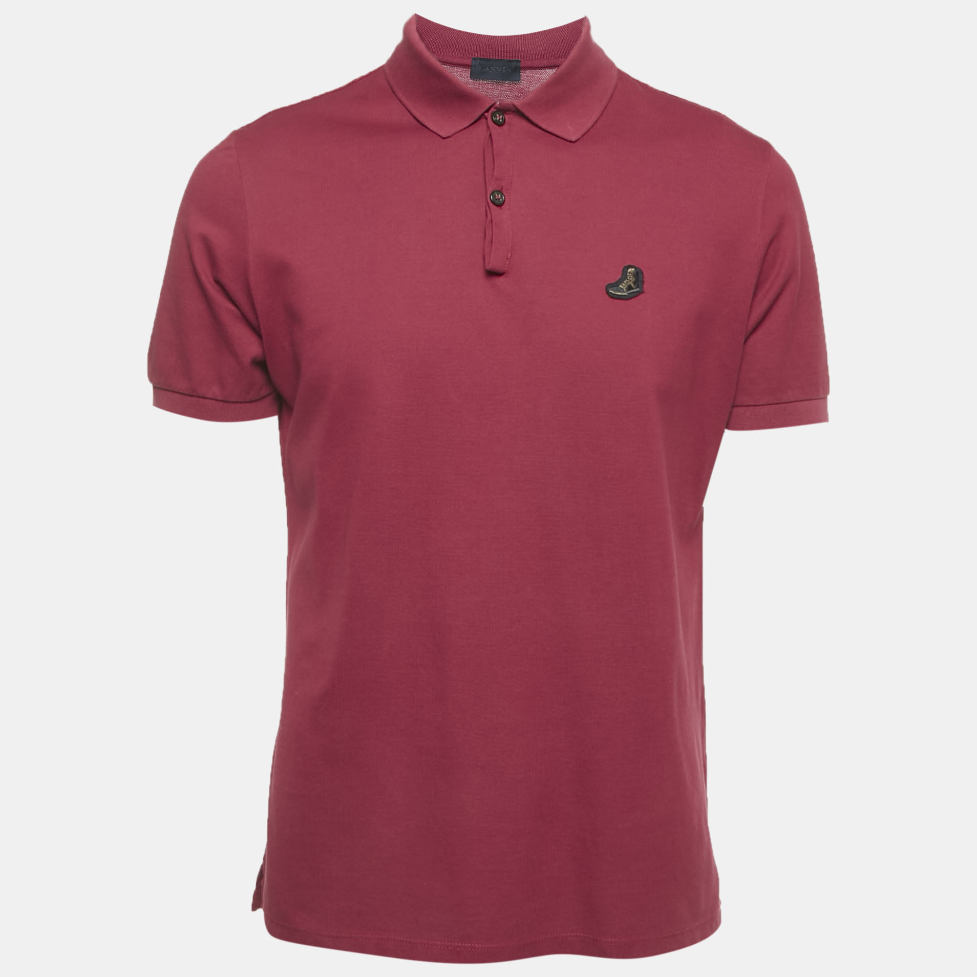 

Lanvin Maroon Logo Patch Cotton Polo T-Shirt M, Red
