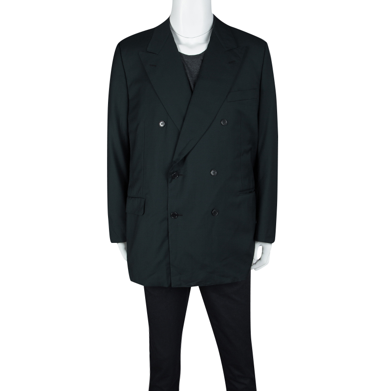 

Lanvin Classique Vintage Bottle Green Double Breasted Wool Blazer