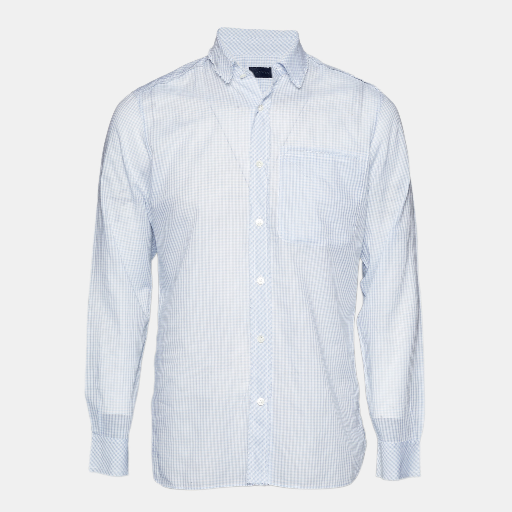 

Lanvin Blue Gingham Raw Edge Shirt M