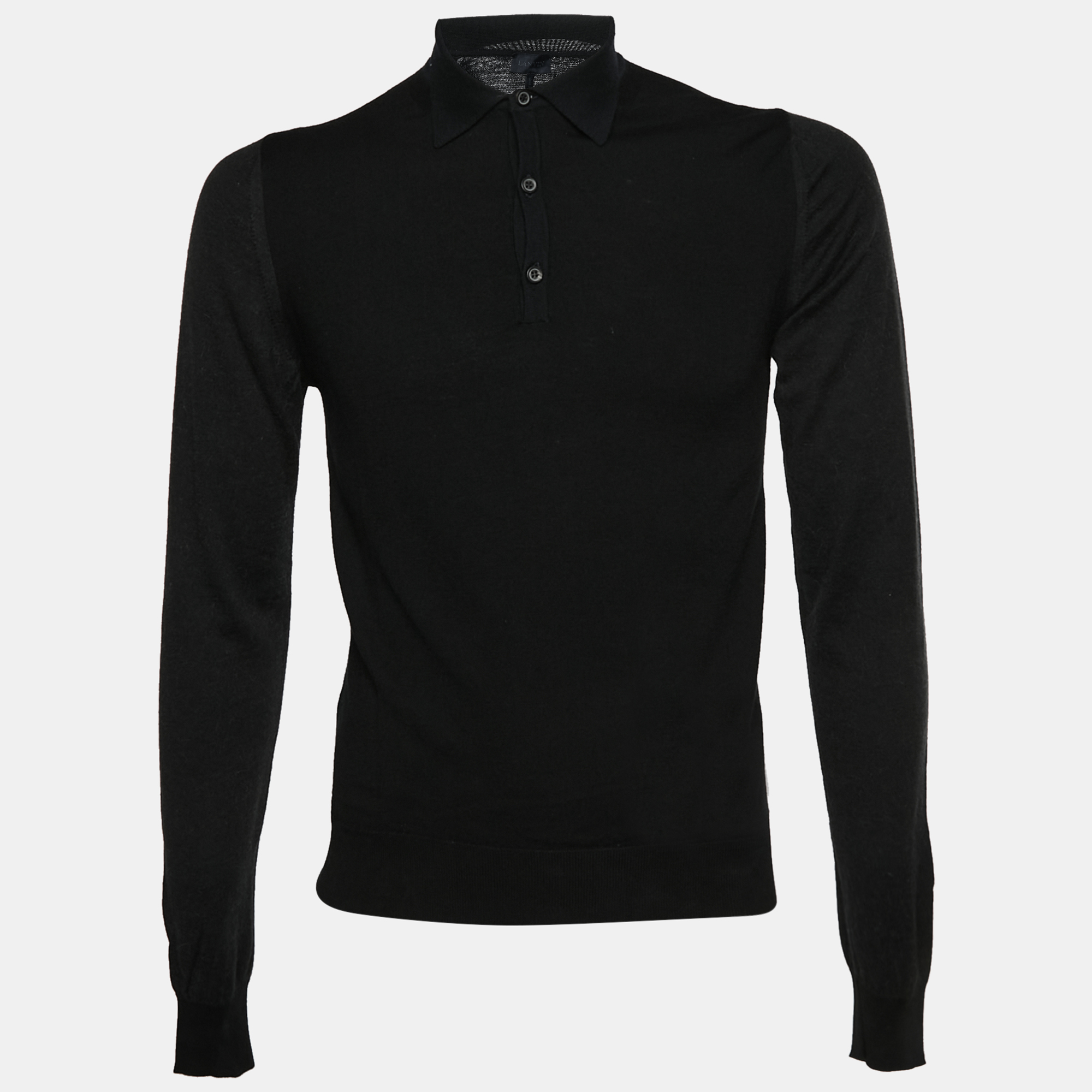 

Lanvin Black/Blue Jersey Long Sleeve Polo T-Shirt S