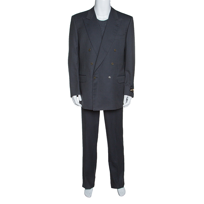 Lanvin Grey Wool Double Breasted Tailored Suit XL