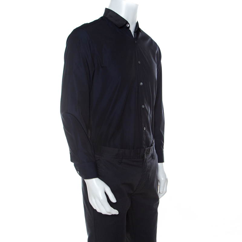 

Lanvin Blue Cotton Contrast Collar Long Sleeve Shirt