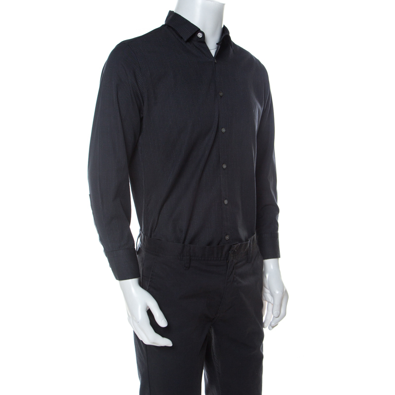 

Lanvin Black Striped Cotton Twill Long Sleeve Shirt