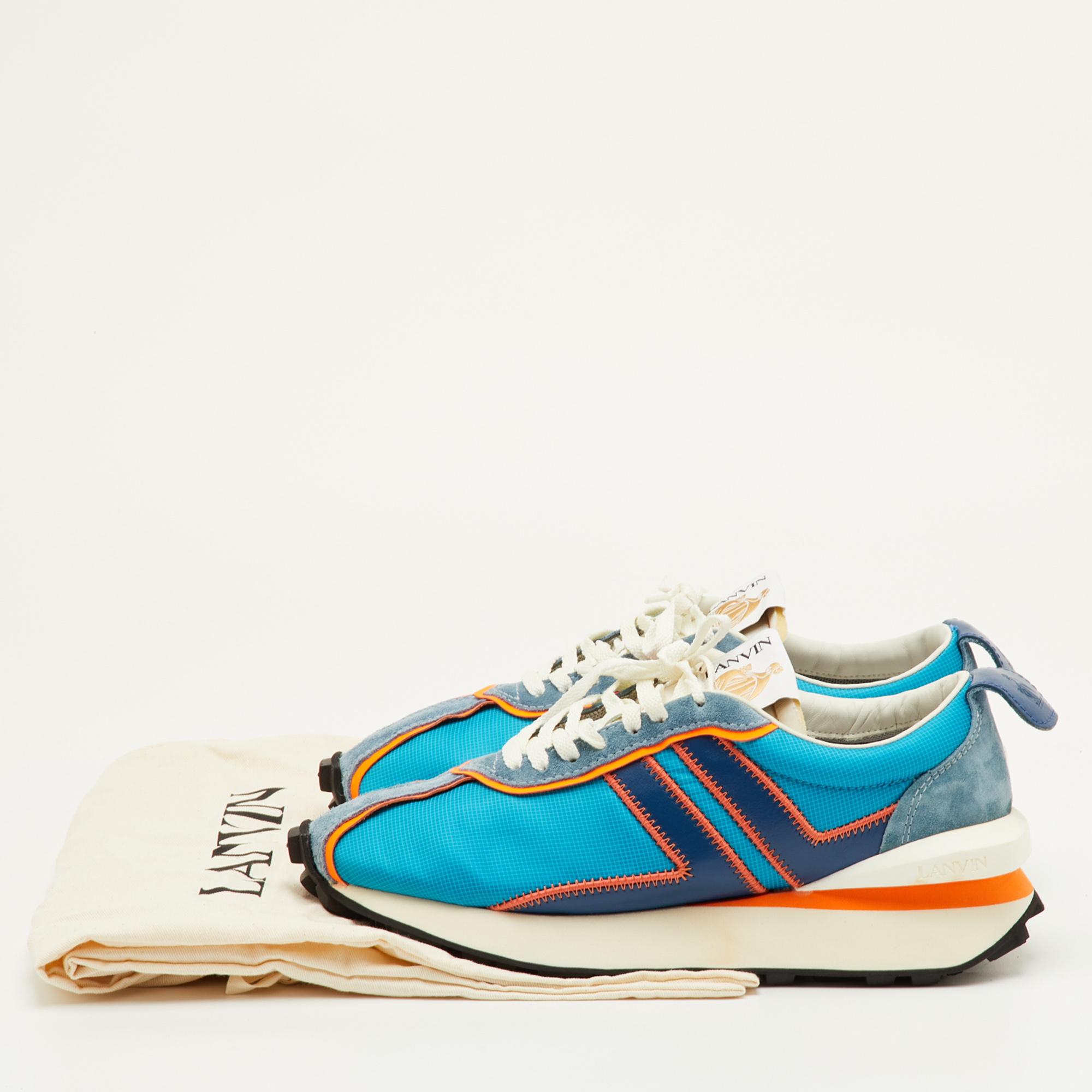 

Lanvin Bumper Size  Multicolor Fabric, Leather and Suede Runner Sneakers