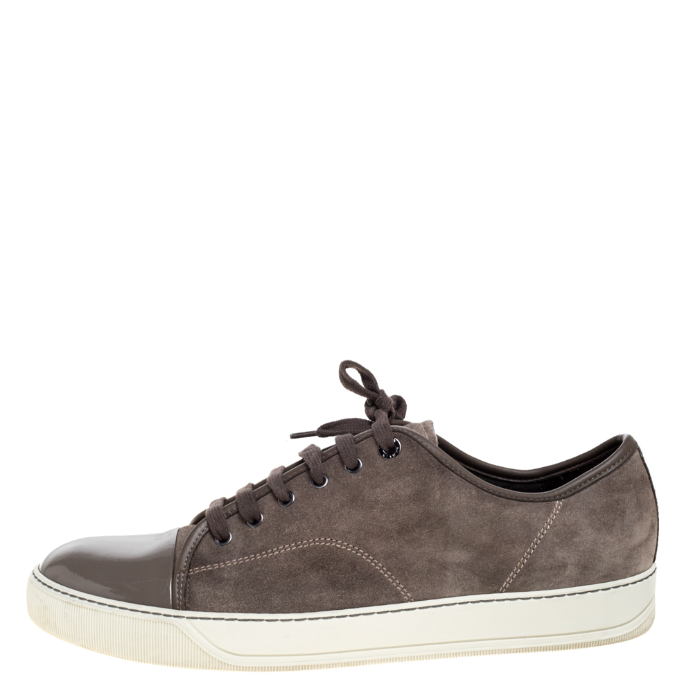 

Lanvin Dark Grey Suede and Patent Leather DDB1 Low Top Sneakers Size