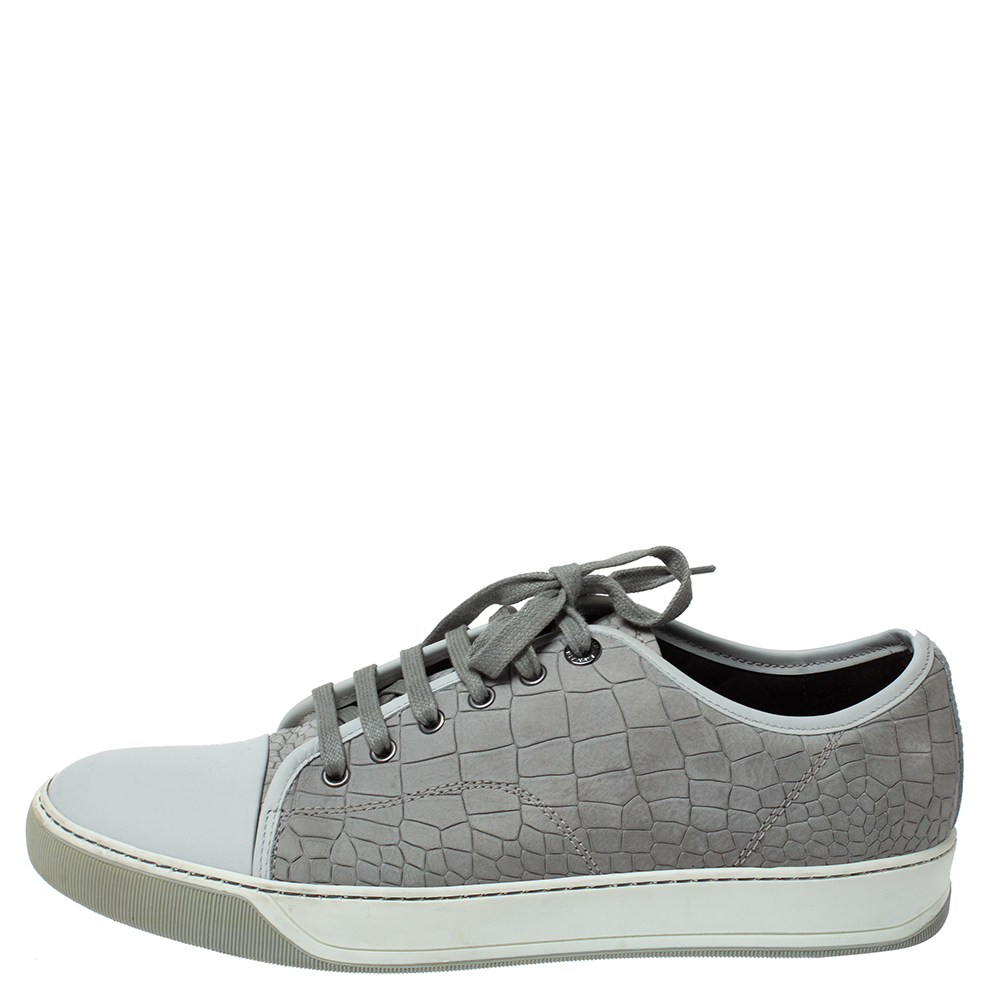 

Lanvin Grey Crocodile Effect Leather Sneakers Size