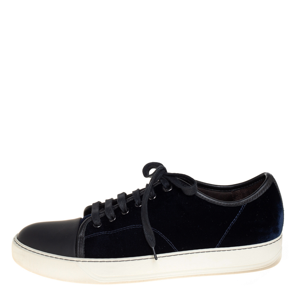 

Lanvin Blue/Black Velvet and Rubber Low Top Sneakers Size