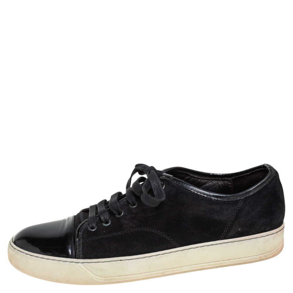 

Lanvin Black Suede and Patent Leather DDB1 Low Top Sneakers Size