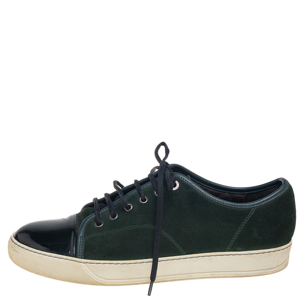 

Lanvin Green Patent And Suede Low Top Sneakers Size