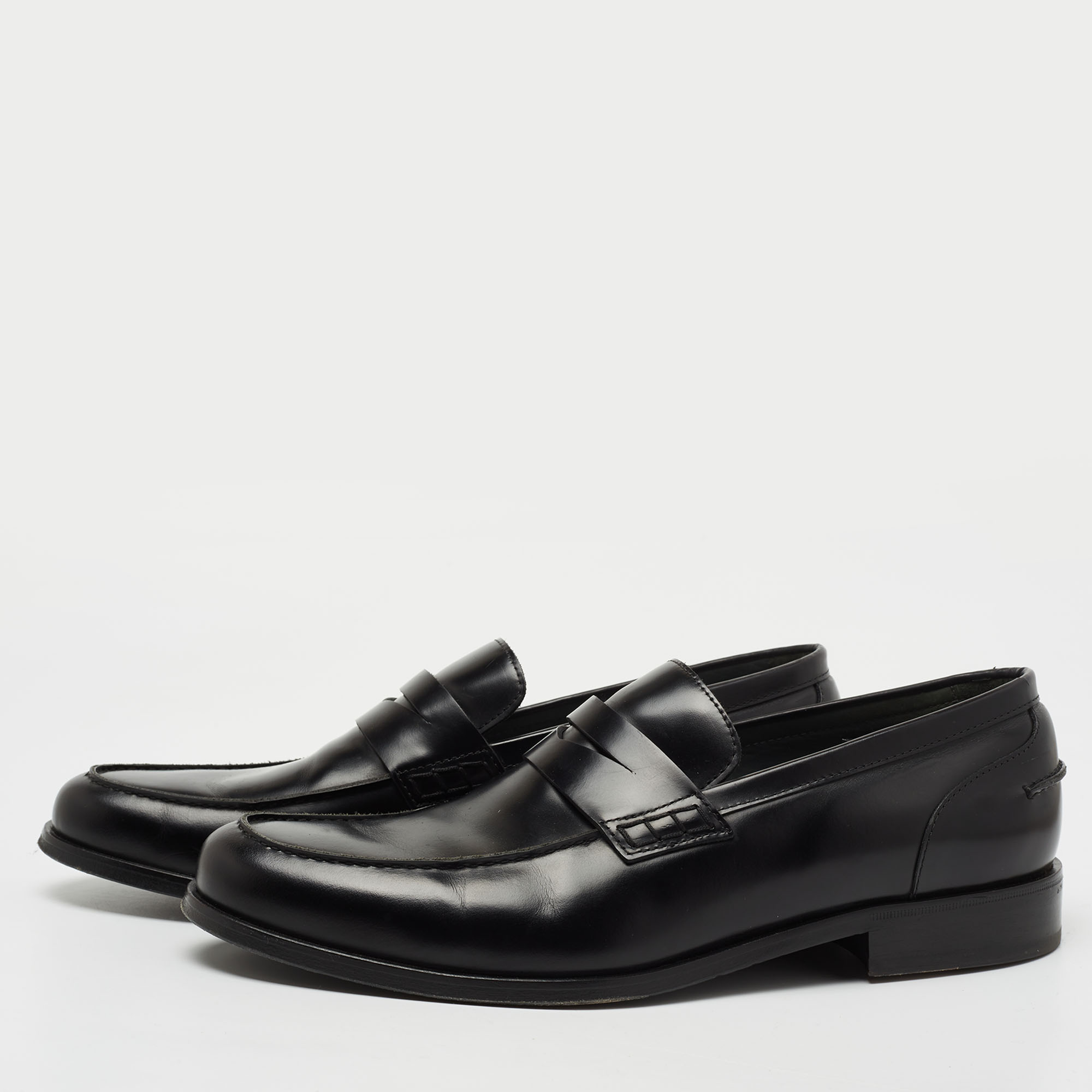 

Lanvin Black Leather Penny Loafers Size