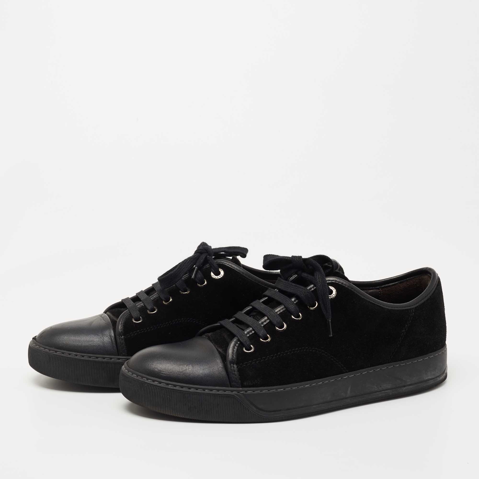 

Lanvin Black Suede and Leather DDB1 Low Top Sneakers Size