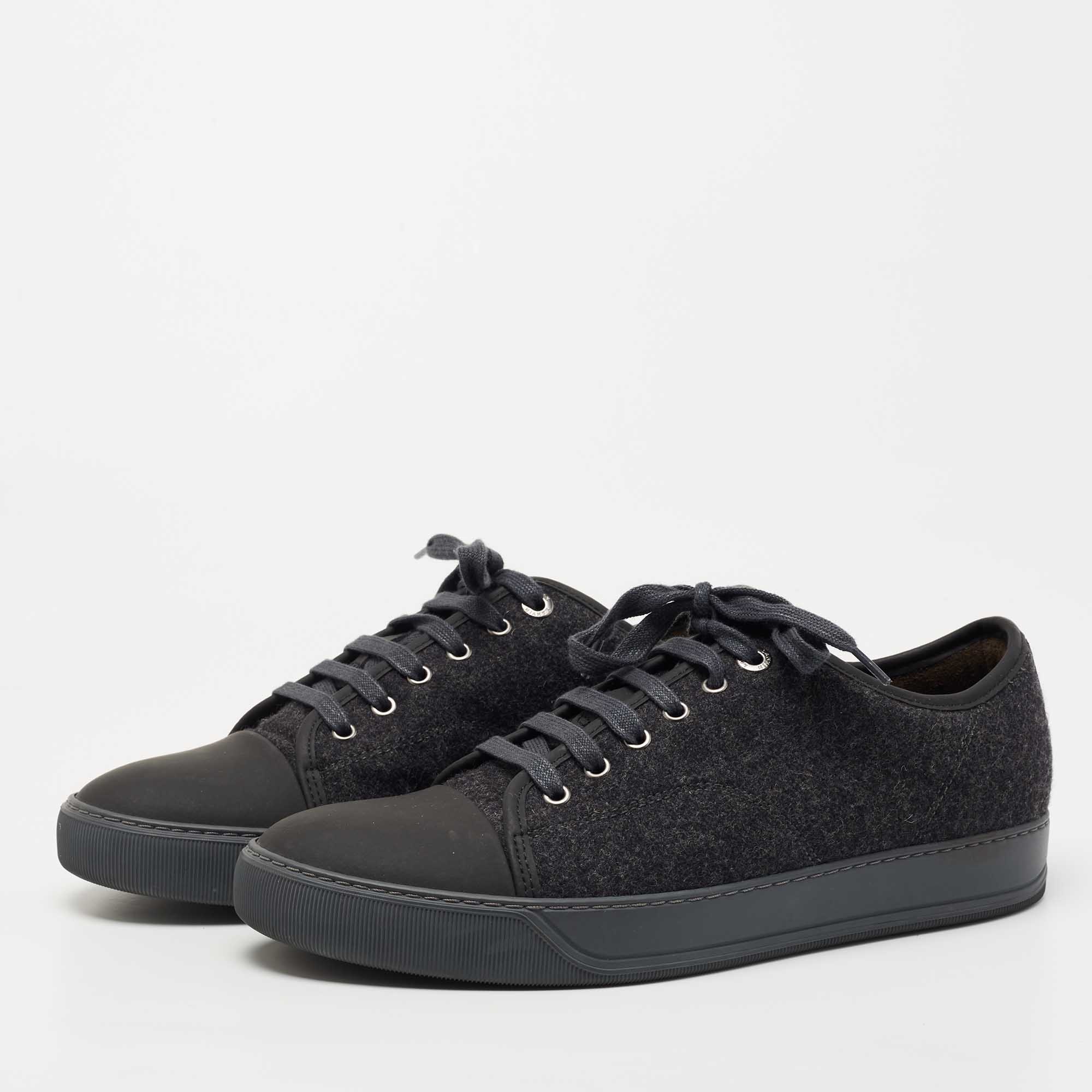

Lanvin Dark Grey Tweed and Rubber Low Top Sneakers Size