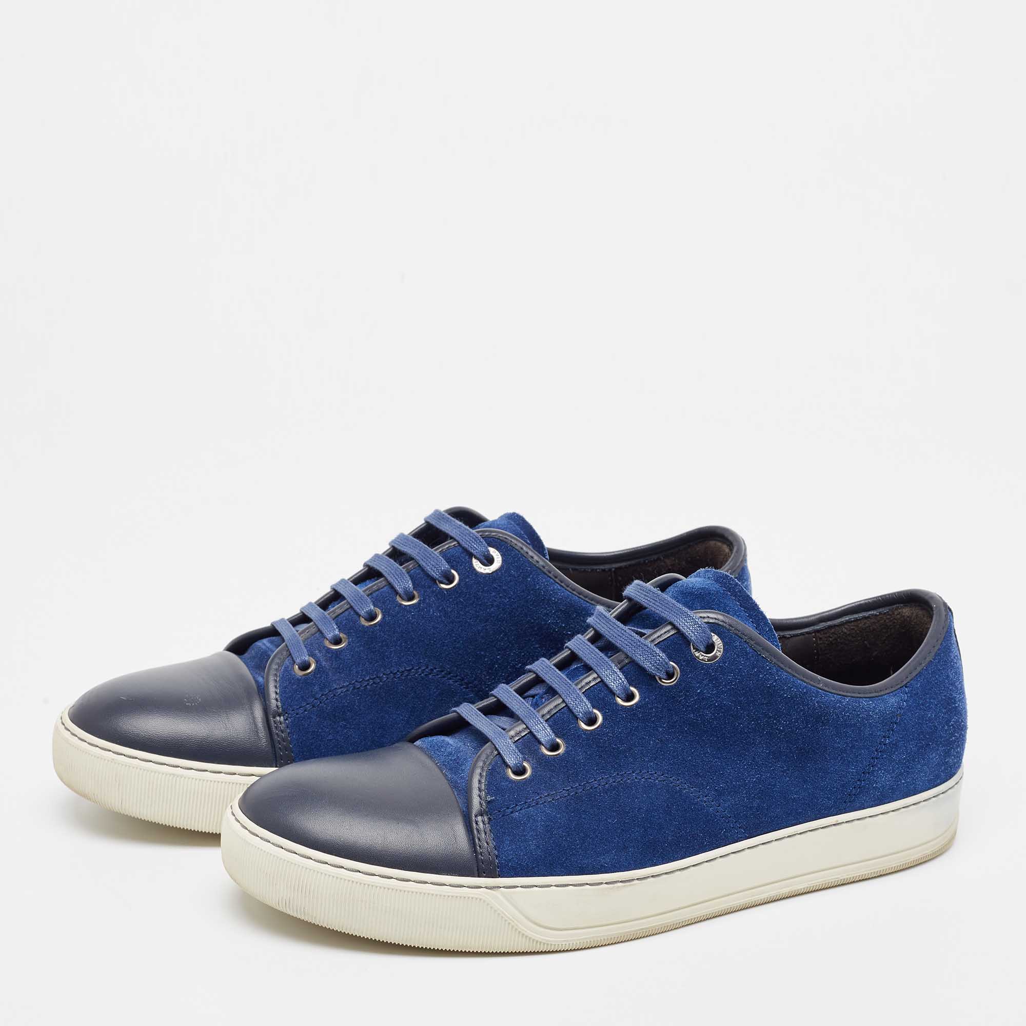 

Lanvin Blue/Black Suede and Leather Low Top Sneakers Size