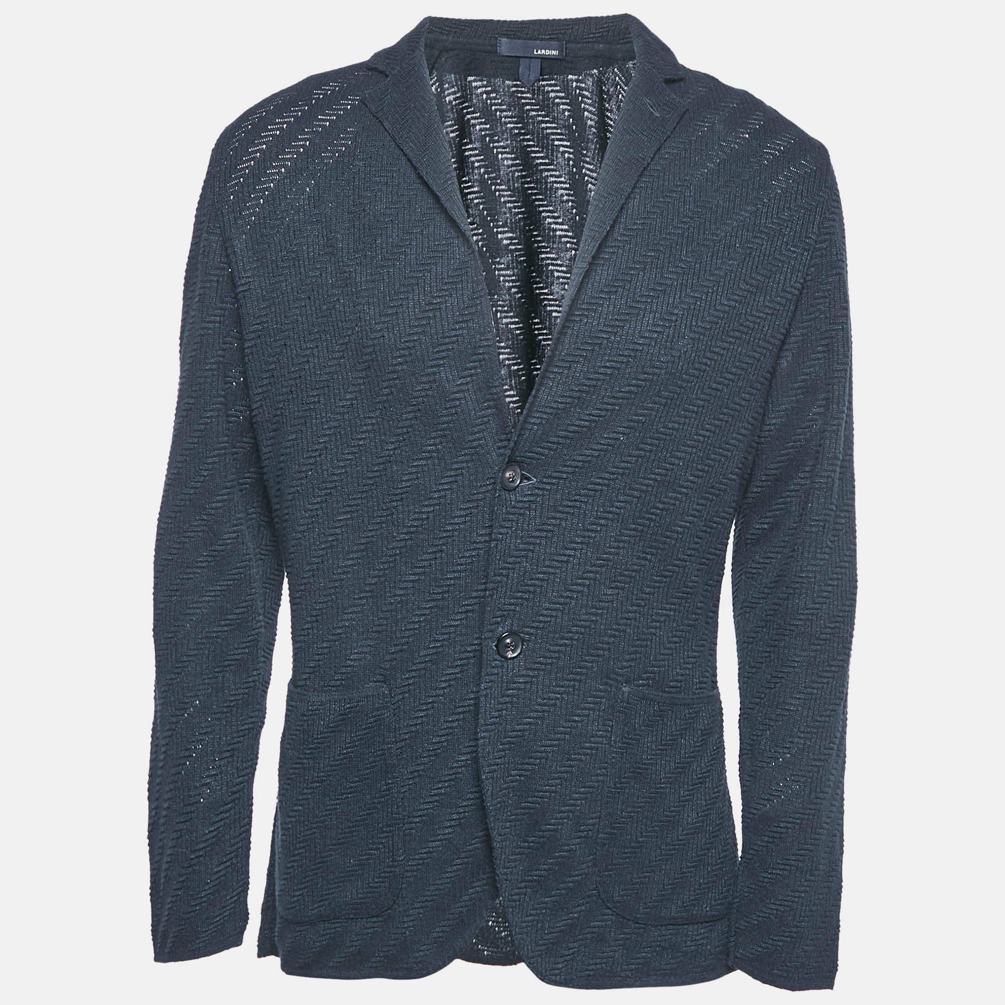 

Lardini Navy Blue Knit Single Breasted Blazer M