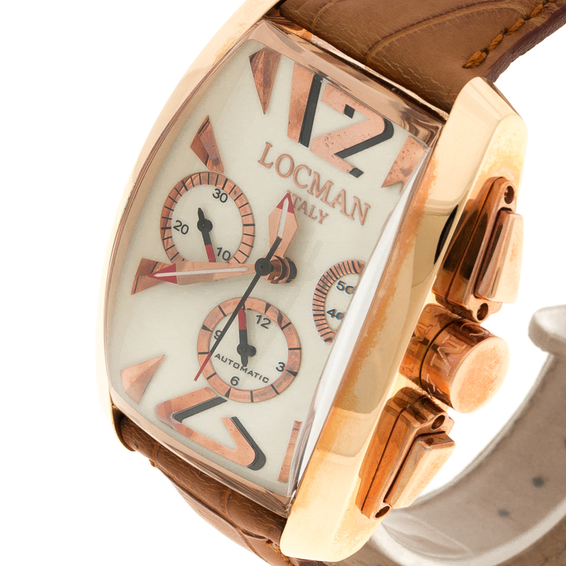 

Locman Cream Panorama N.E0233 Alligator Leather Men's Wristwatch