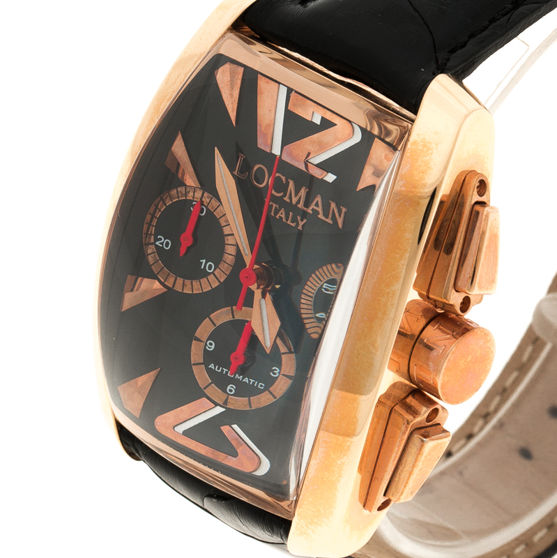 

Locman Black Panorama N.E0228 Ostrich Leather Men's Wristwatch