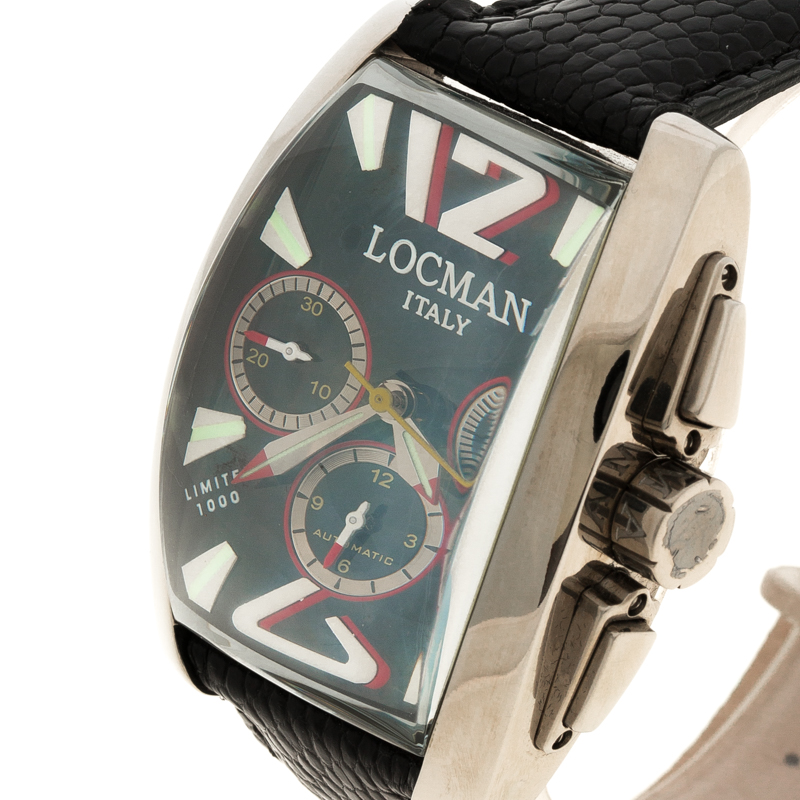 

Locman Black Panorama N.00412 Ostrich Leather Men's Wristwatch