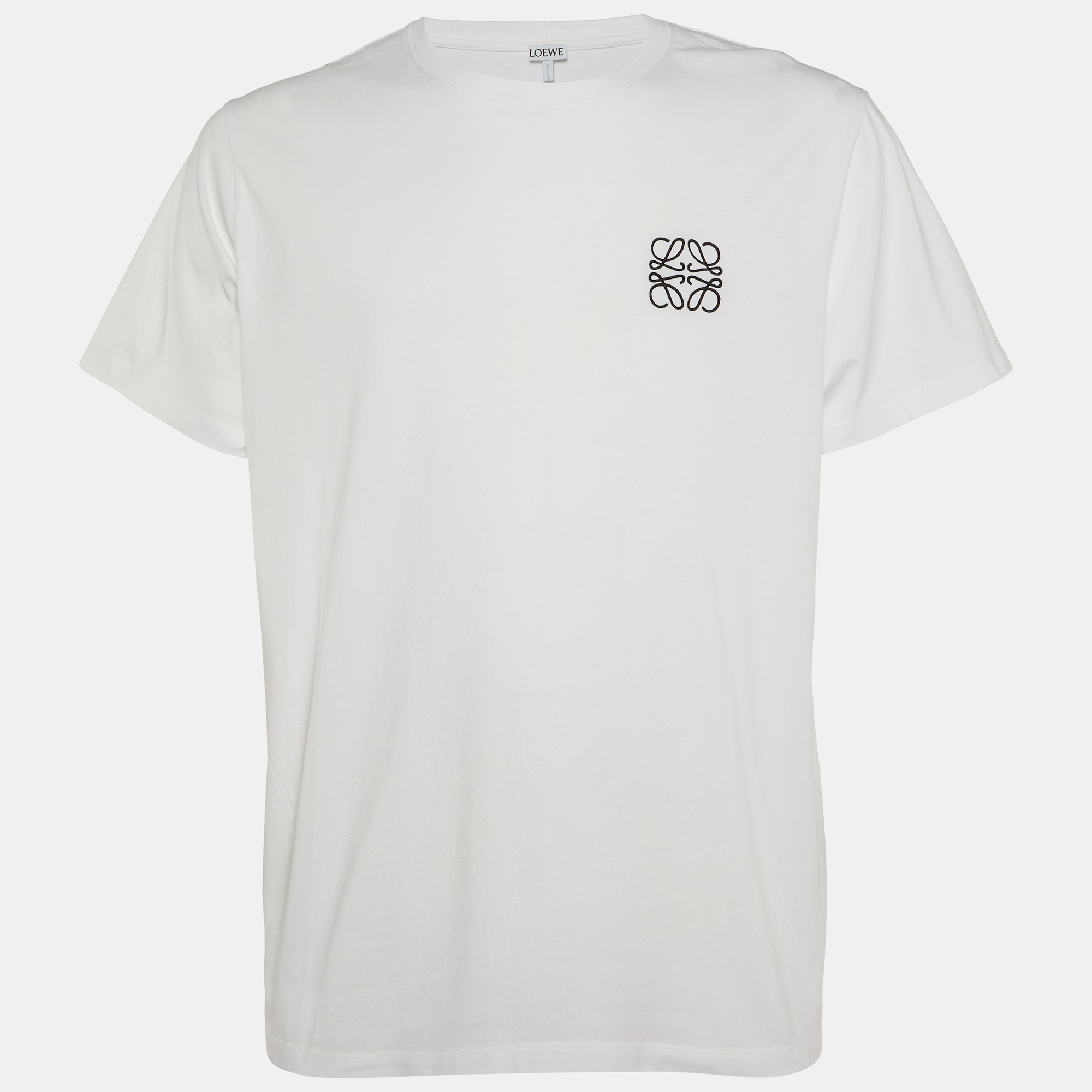 

Loewe White Logo Embroidered Cotton T-Shirt XXL