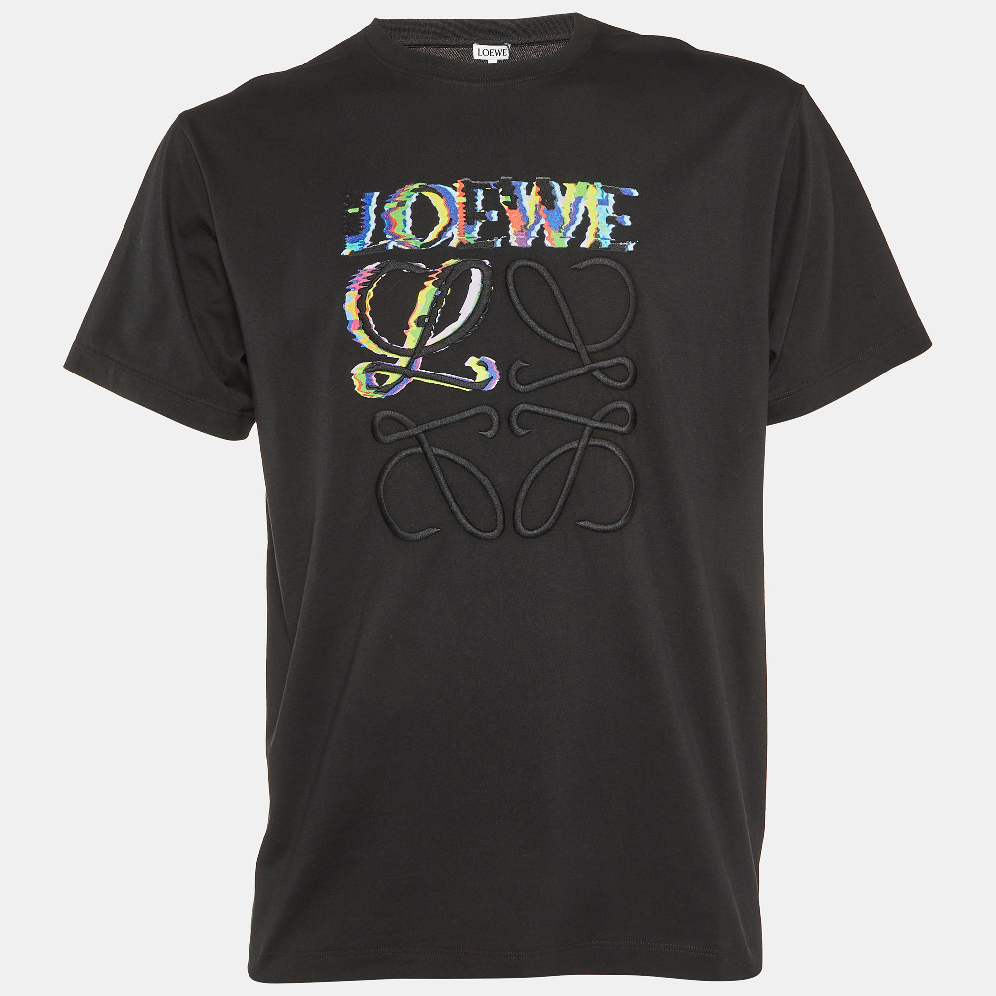 

Loewe Black Glitch Anagram Embroidery Cotton Crew Neck T-Shirt M