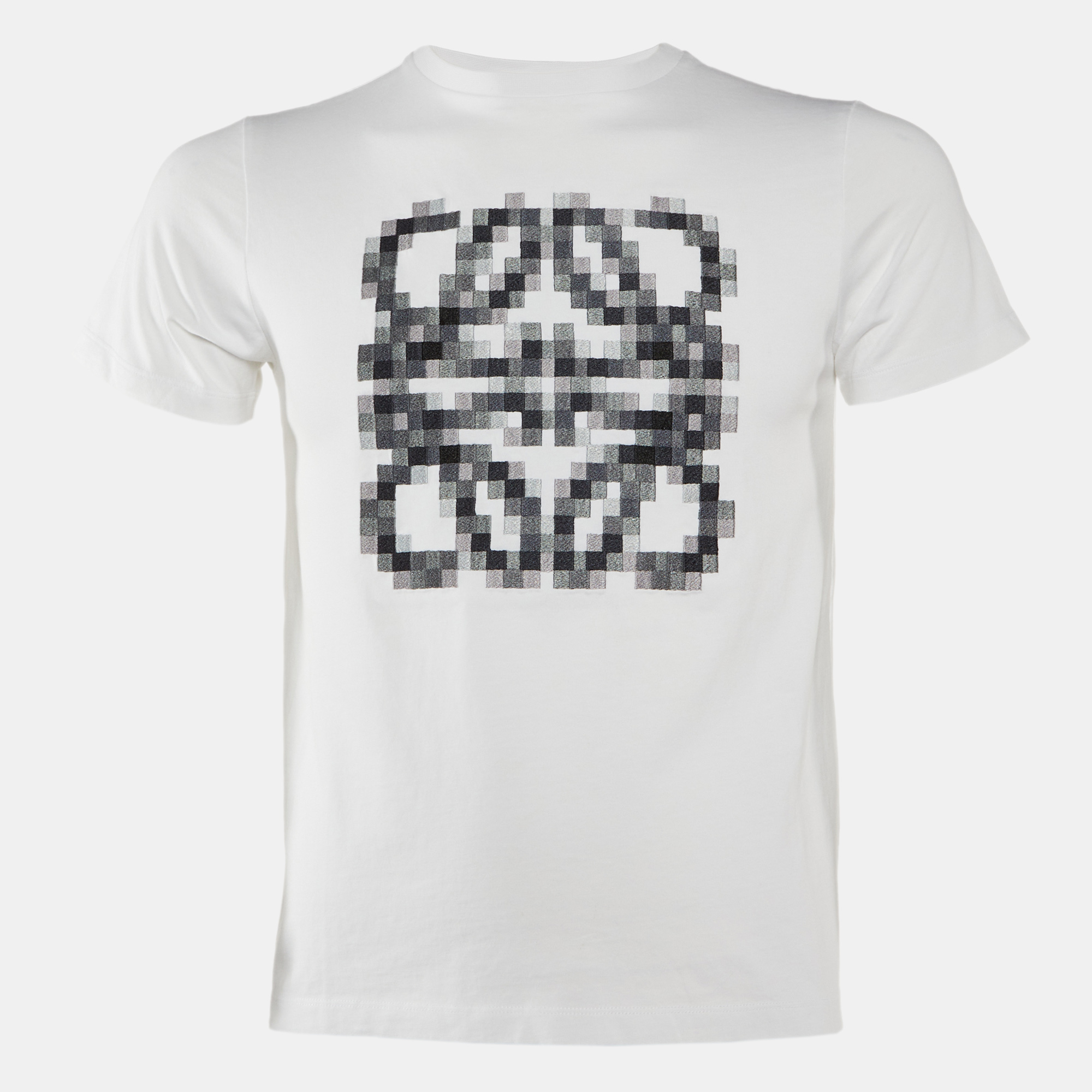 

Loewe White Pixelated Anagram Embroidered Cotton T-Shirt XS