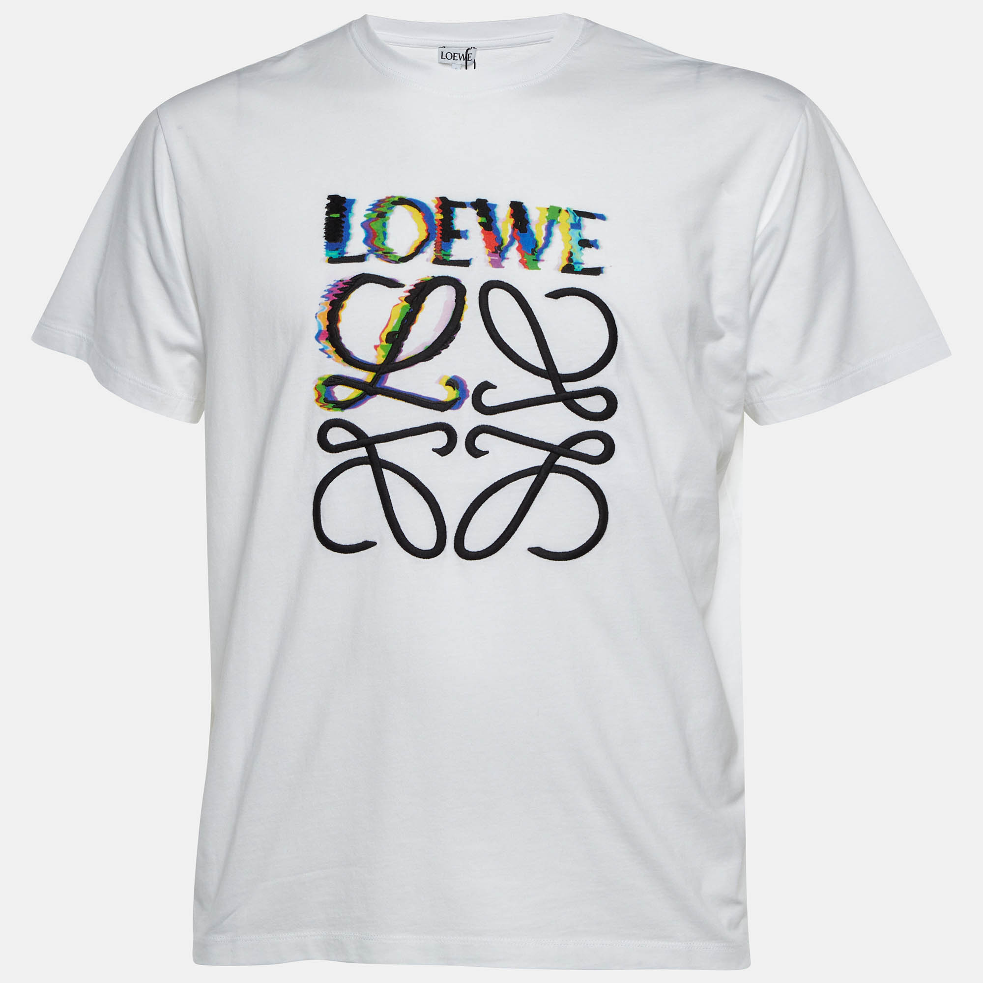 

Loewe White Glitch Anagram Cotton Crew Neck T-Shirt M