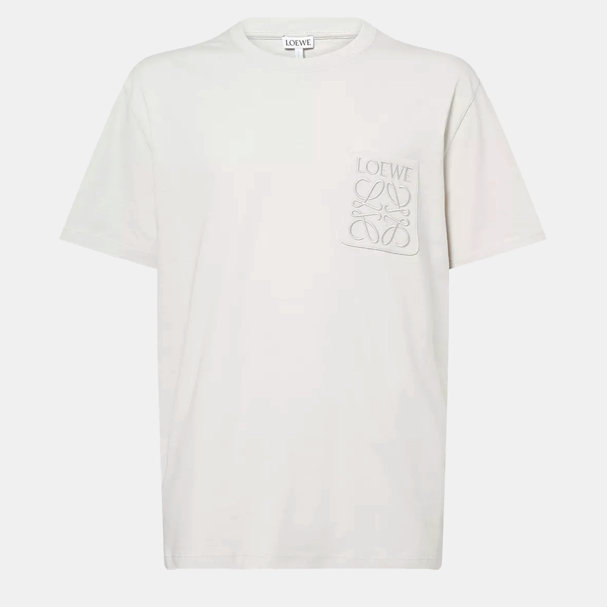 

Loewe White Cotton Knit Logo Embroidered Pocket Detail T-Shirt XXL