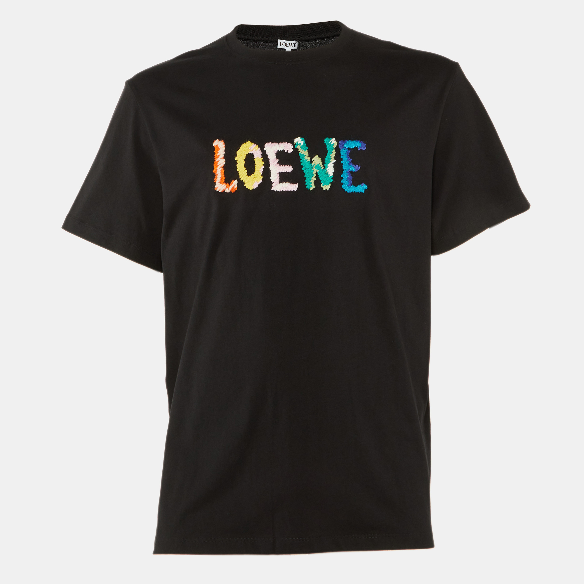 Pre-owned Loewe Black Cotton Anagram Embroidered Relaxed Fit T-shirt L