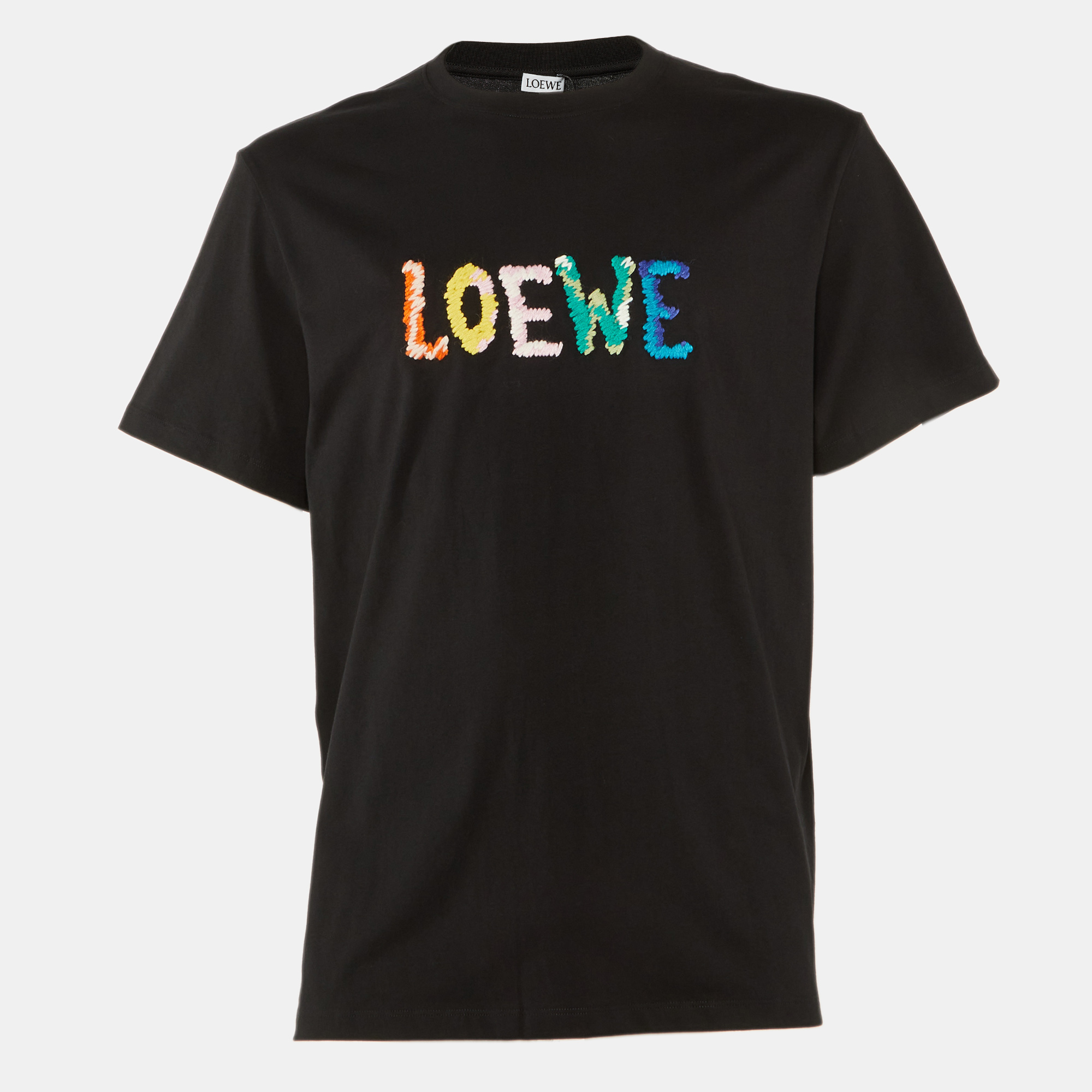 Loewe Black Cotton Anagram Embroidered Relaxed Fit T-Shirt S