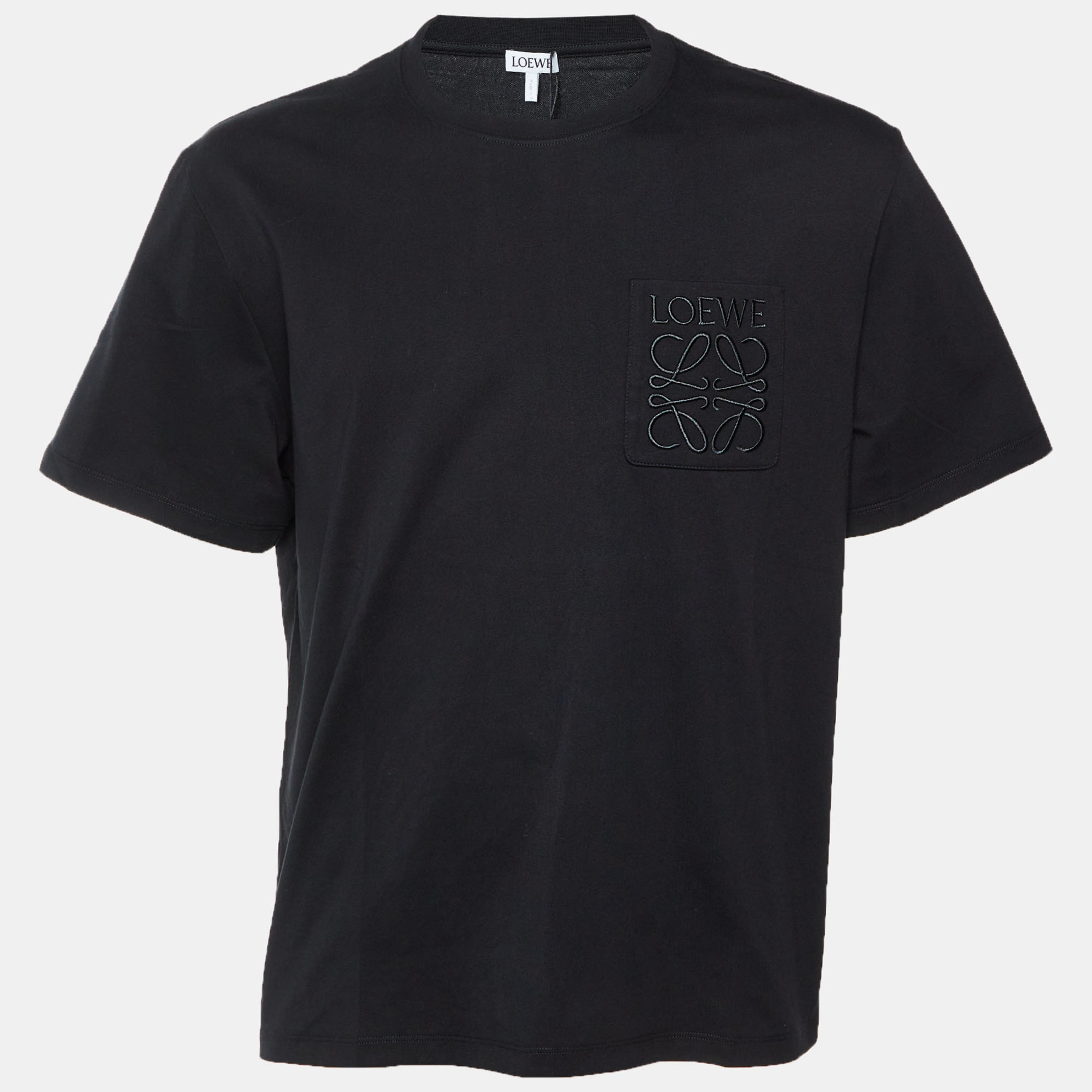

Loewe Black Anagram Embroidered Pocket Cotton T-Shirt L