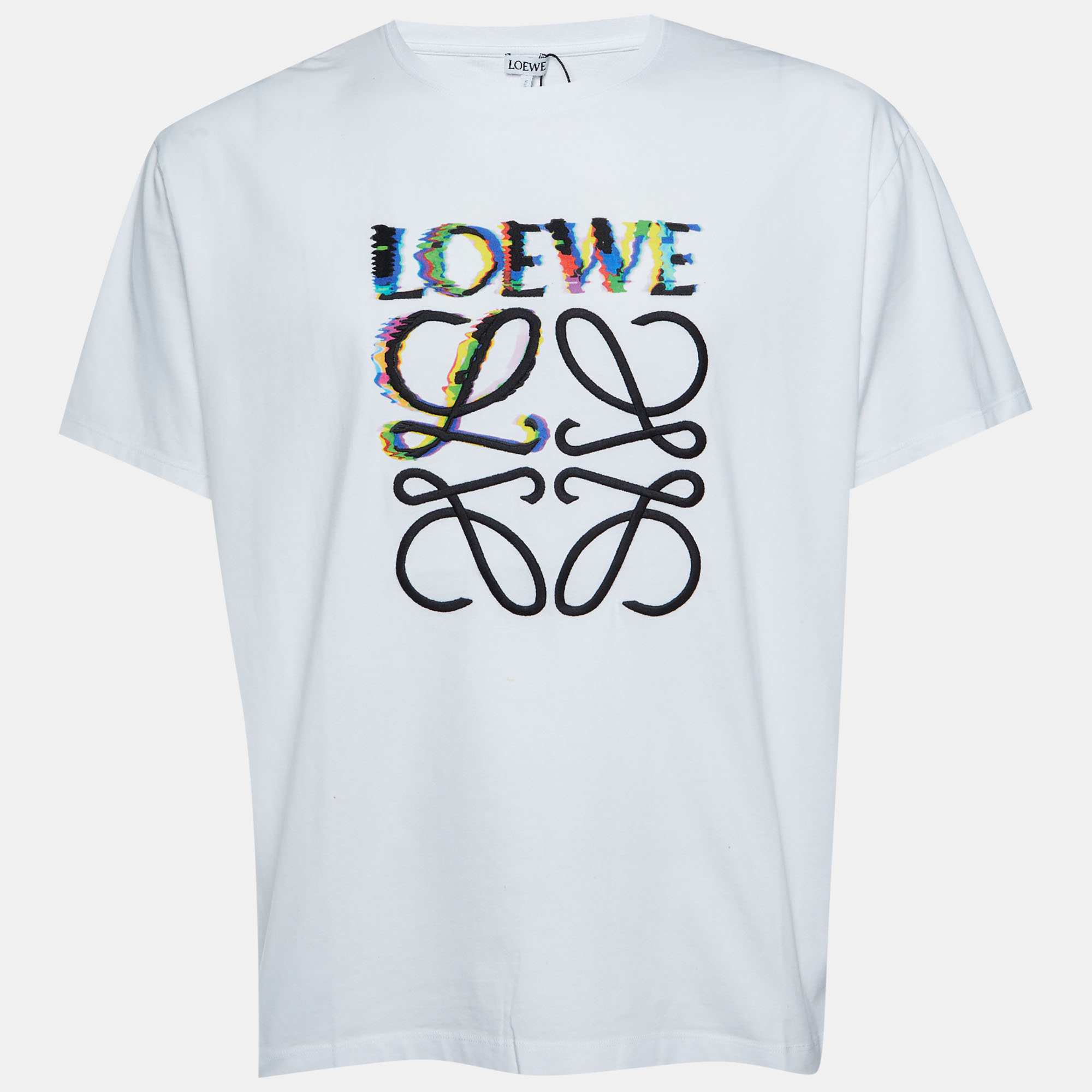 

Loewe White Glitch Anagram Cotton Crew Neck T-Shirt XXL