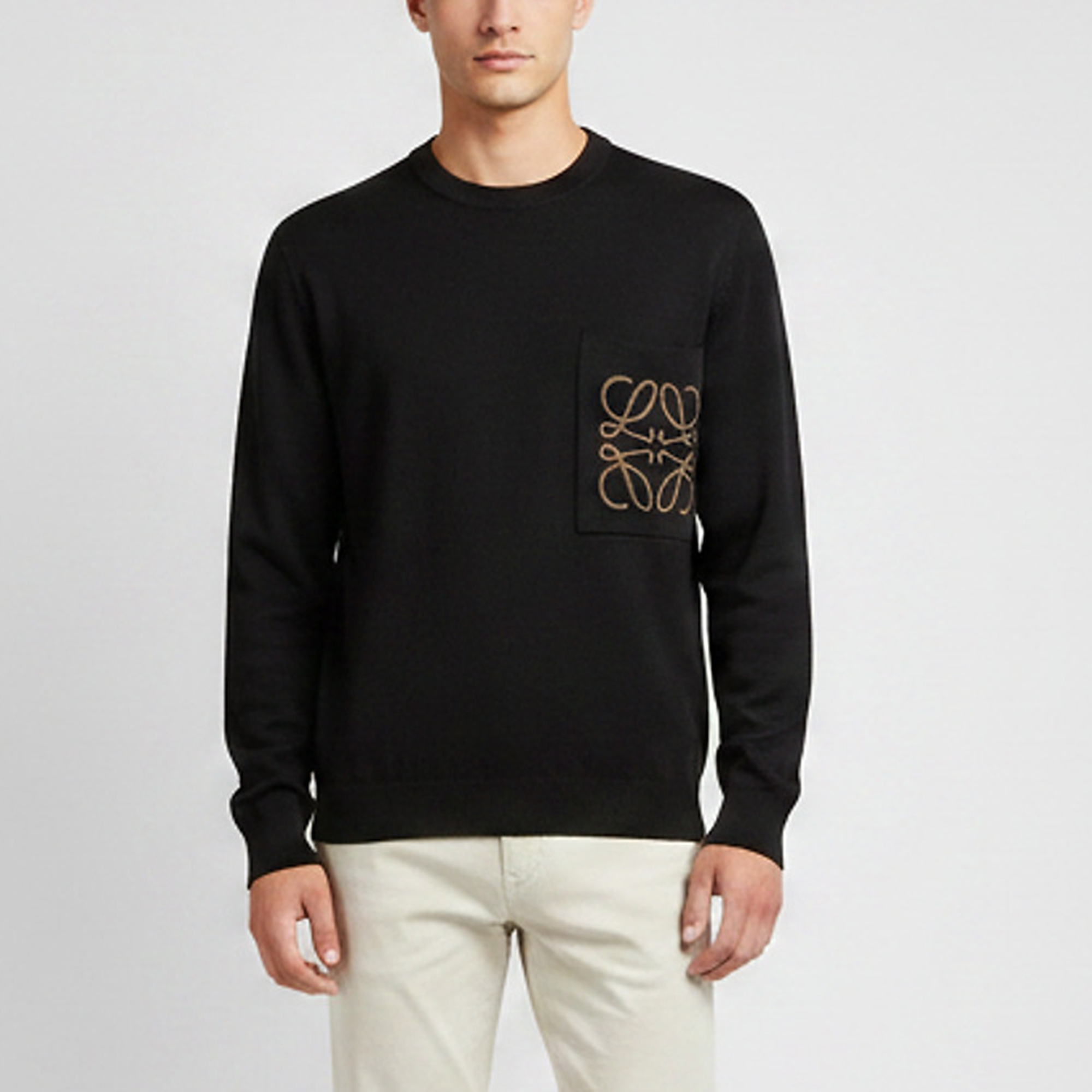 

Loewe Black Anagram Intarsia Knit Pocket Sweater S