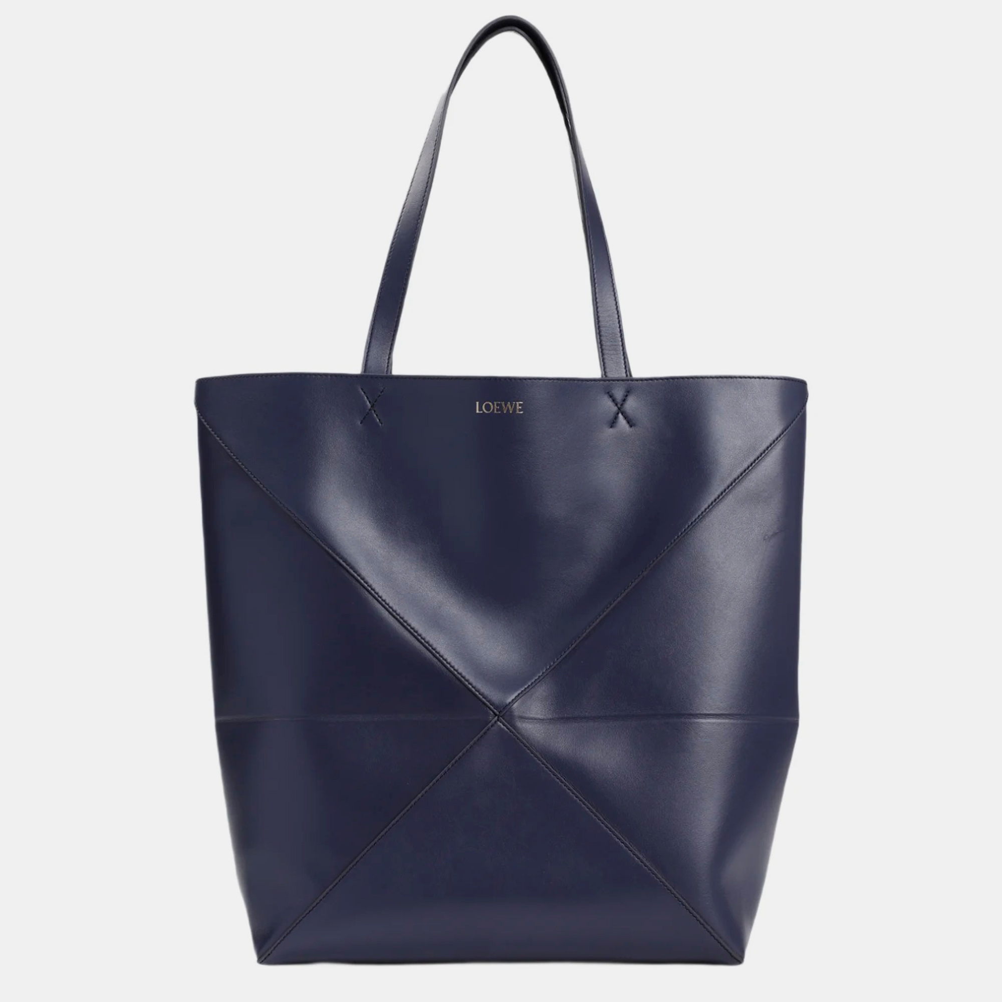 

Loewe Navy Blue Puzzle Fold Large Tote Bag