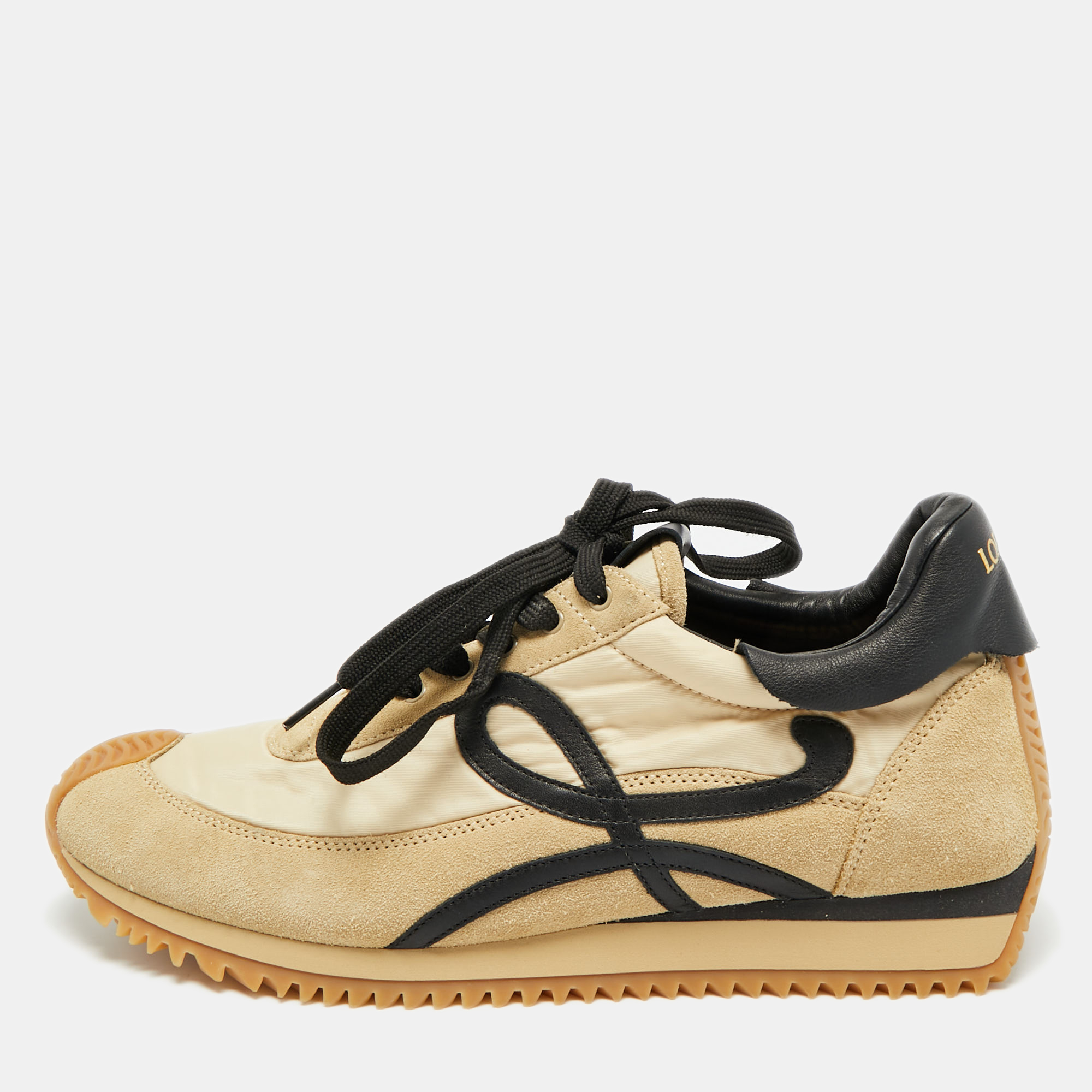 

Loewe Size  Beige/Black Nylon and Suede Lace Up Sneakers