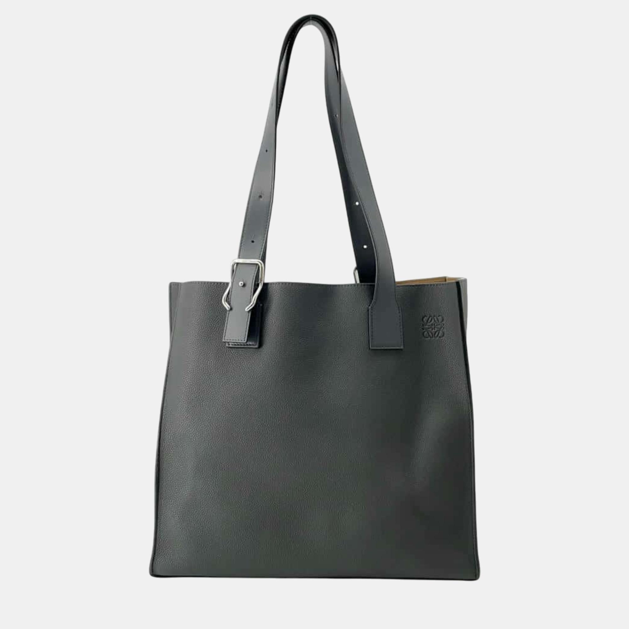 

Loewe Buckle Tote Gray Leather, Grey