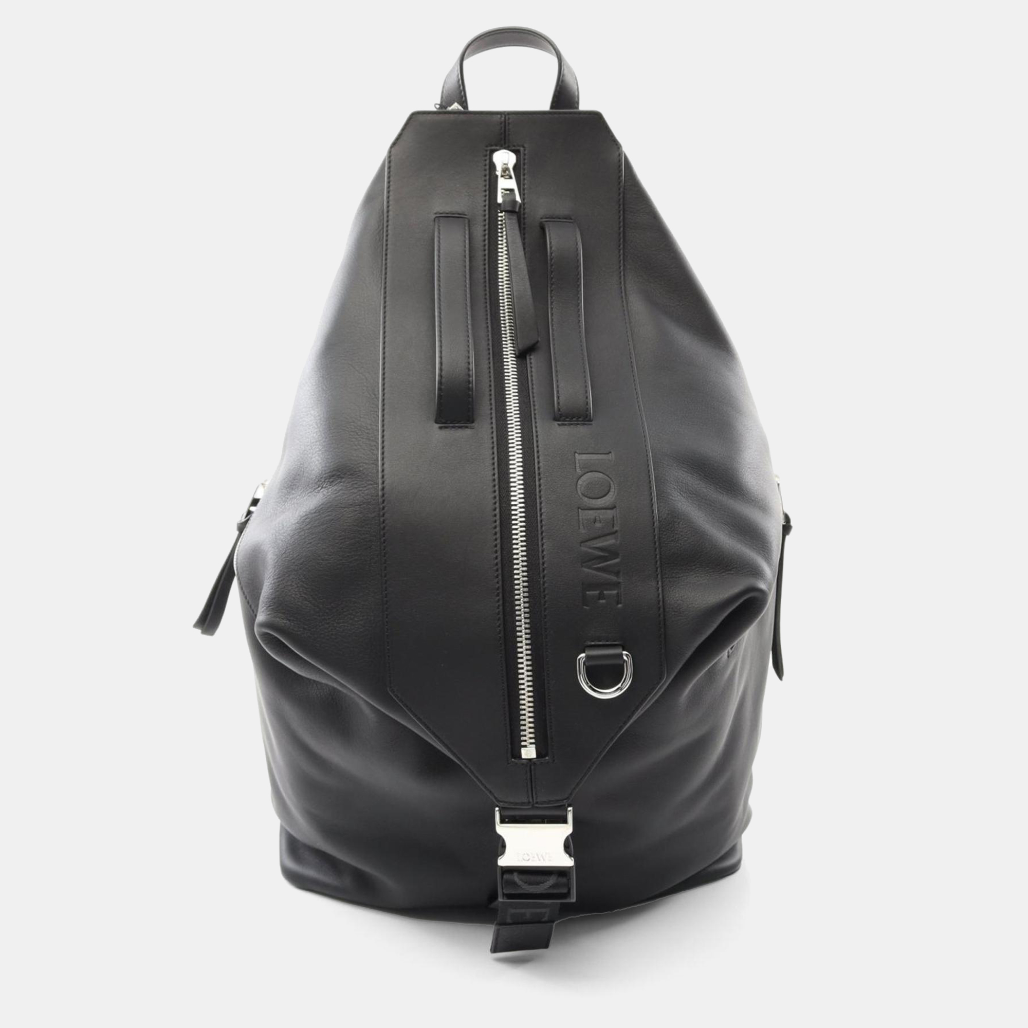 

Loewe Black Leather Convertible Rucksack Backpack