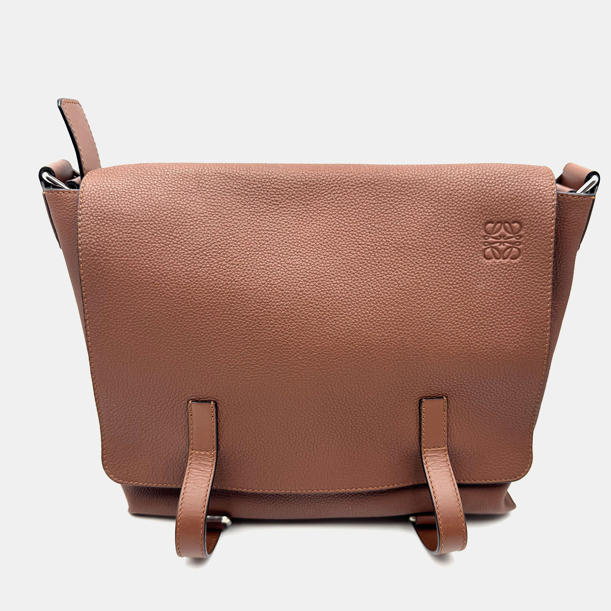 

Loewe Military Brown Soft Grained Calfskin Messenger Bag