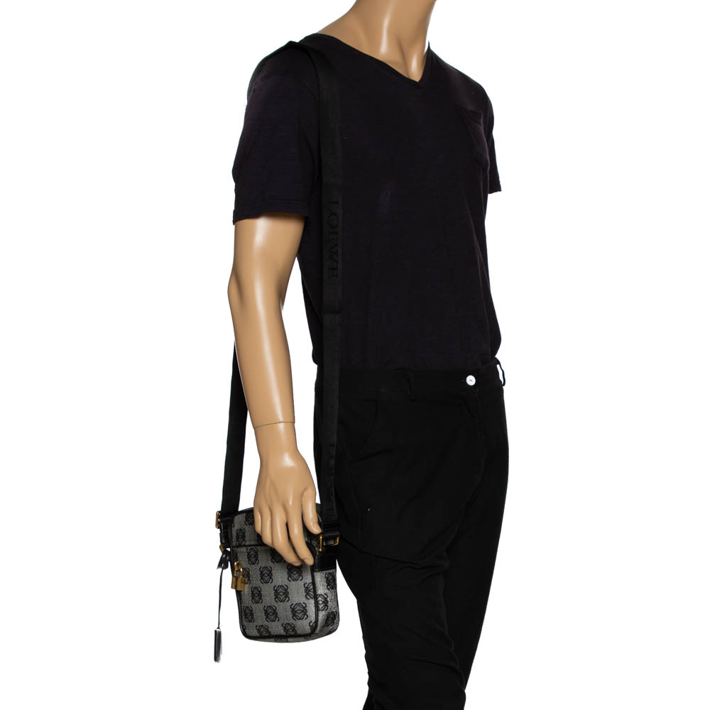 

Loewe Grey/Black Coated Canvas and Leather Messenger Bag