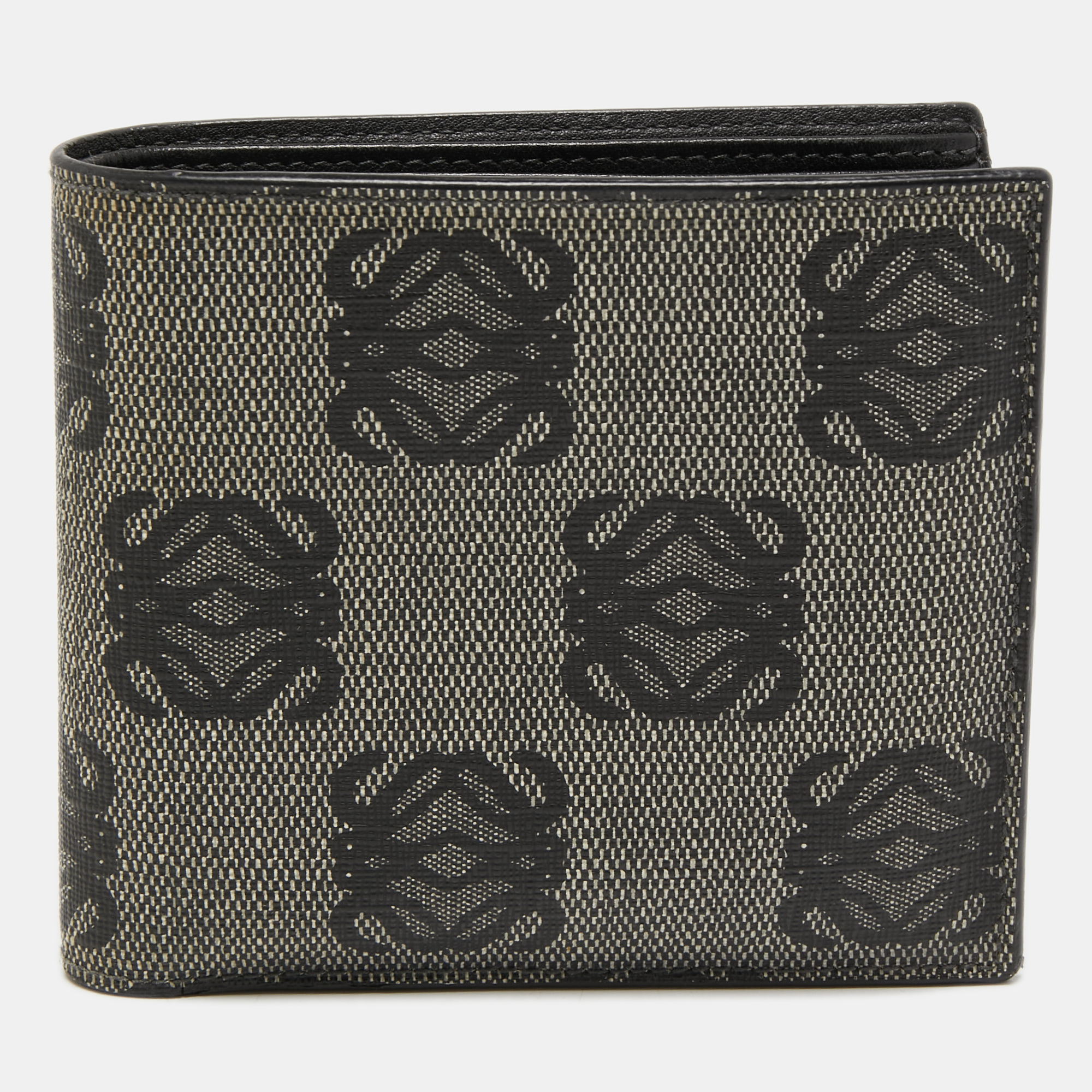 Pre-owned Loewe Grey/black Signature Coated Canvas Bifold Wallet