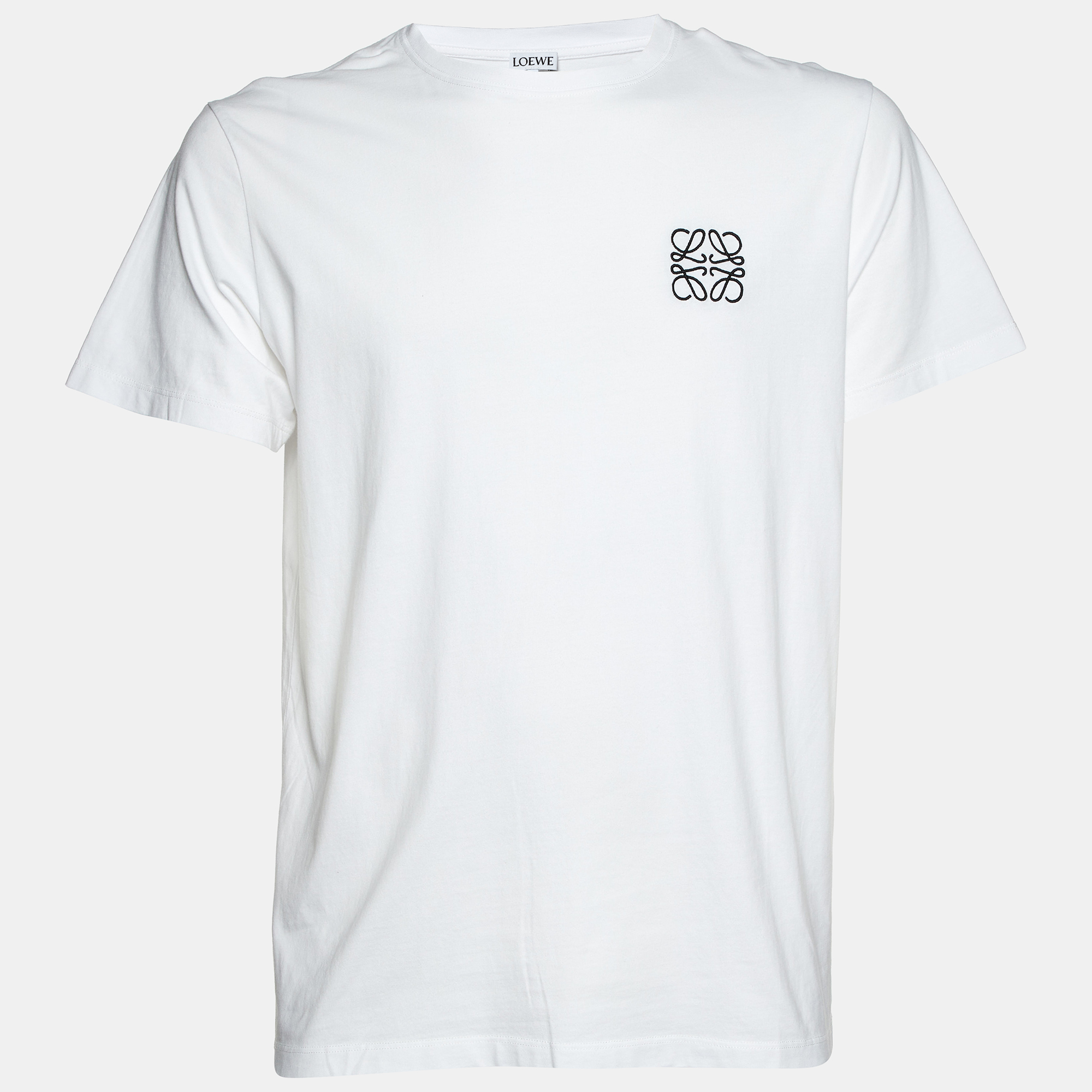 

Loewe White Logo Embroidered Cotton T-Shirt L