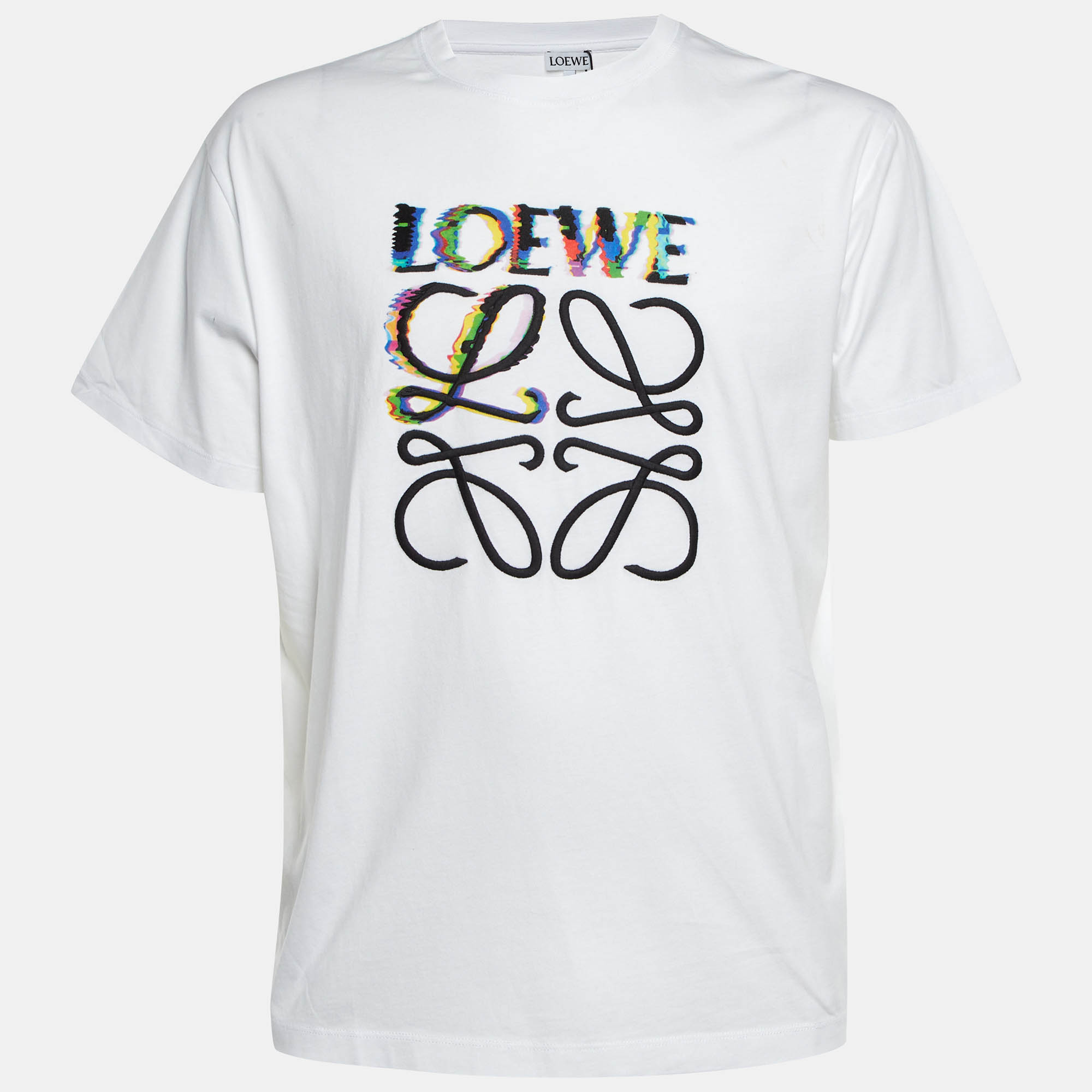 

Loewe White Glitch Anagram Cotton Crew Neck T-Shirt L