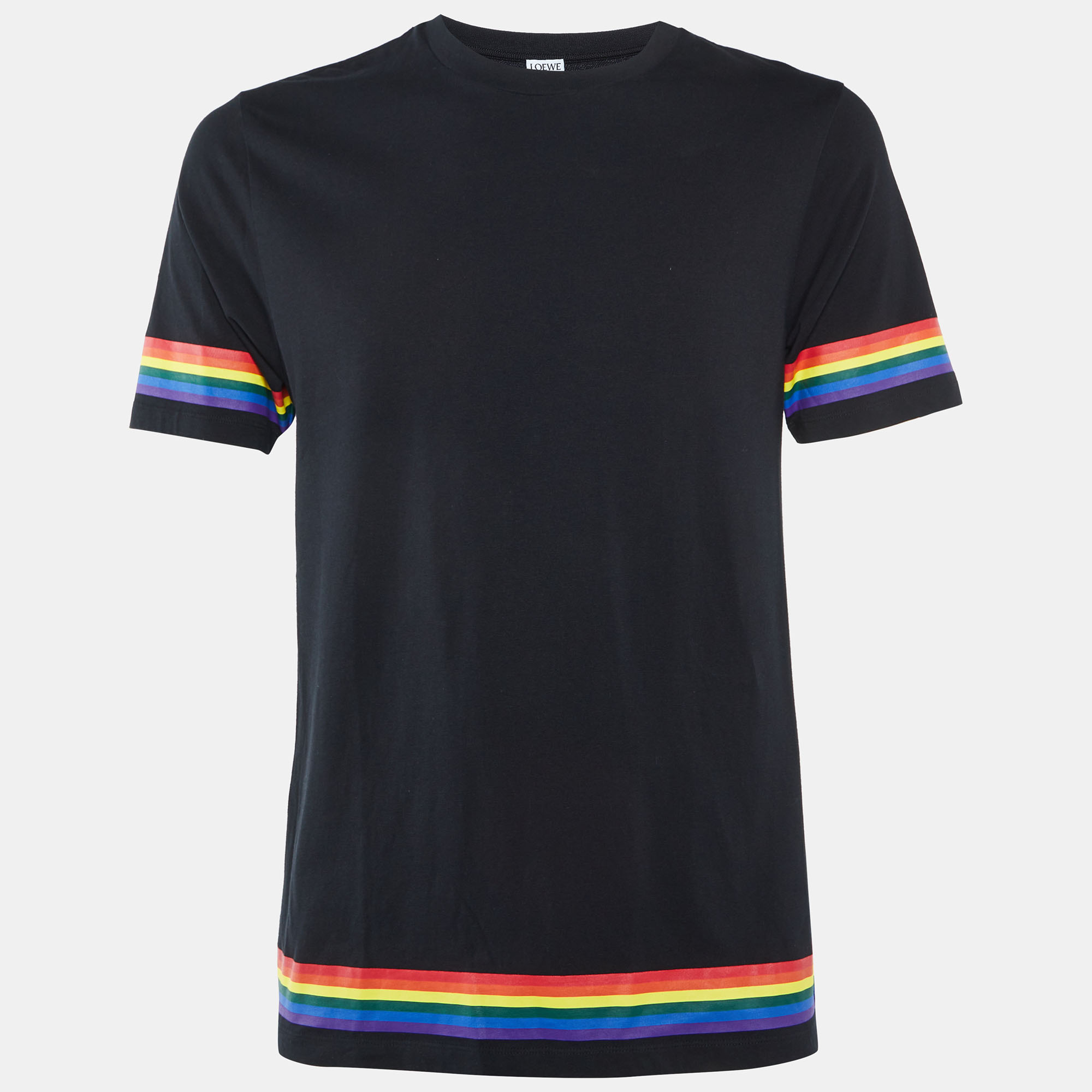 

Loewe Black Cotton Knit Contrast Detail T-Shirt S