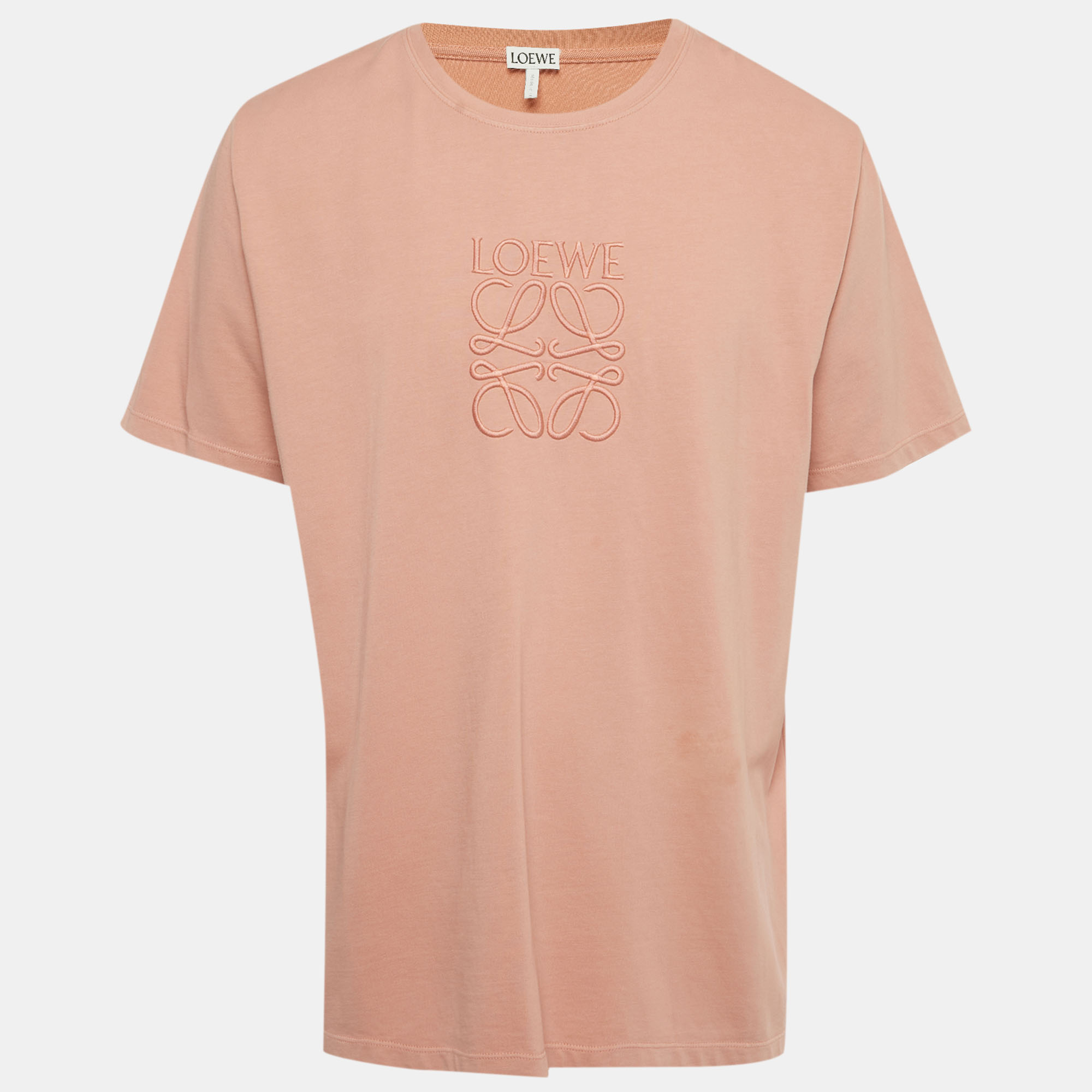 Loewe Pink Anagram Embroidered Cotton T-Shirt L