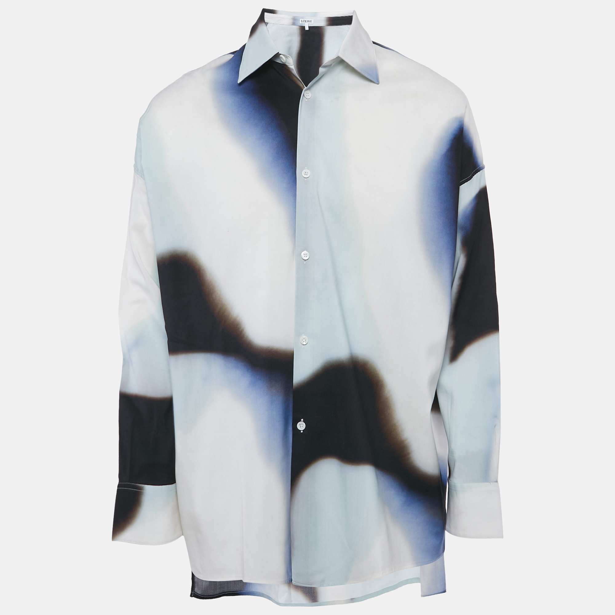 Loewe Blue Silicone Melange Wool Over-Size Shirt L