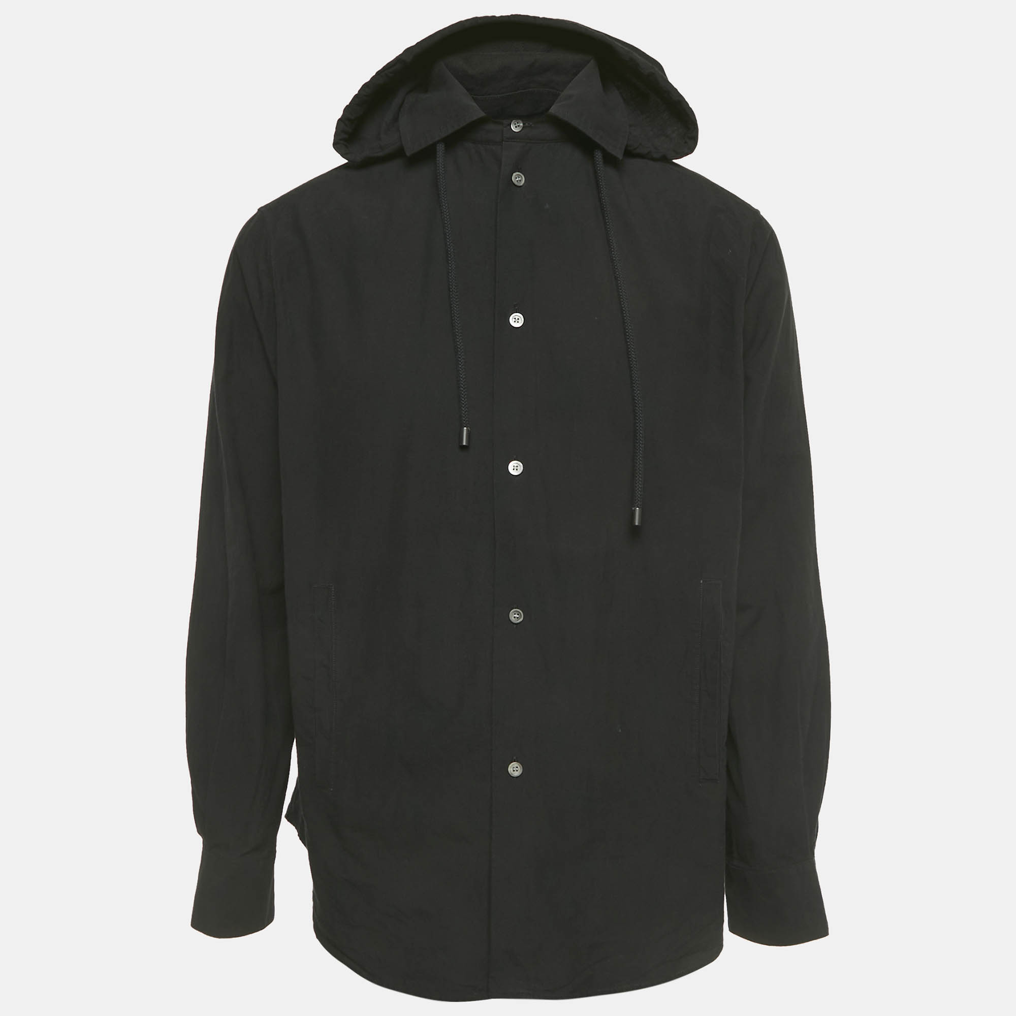 

Loewe Black Cotton Hooded Overshirt Shirt L