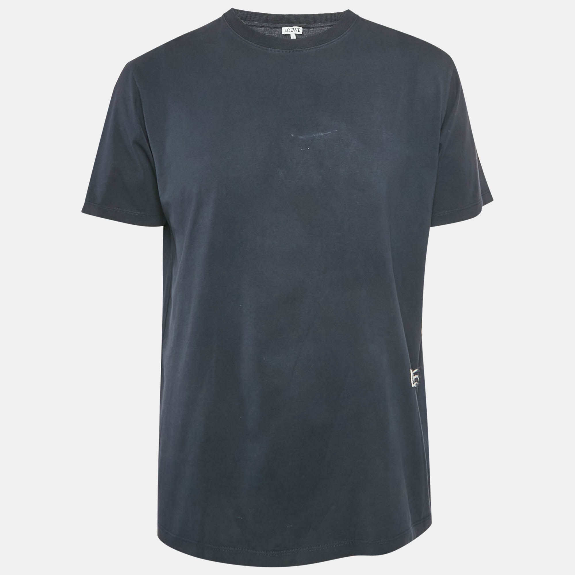 

Loewe Blue Logo Embroidered Jersey Crew Neck T-Shirt M, Navy blue